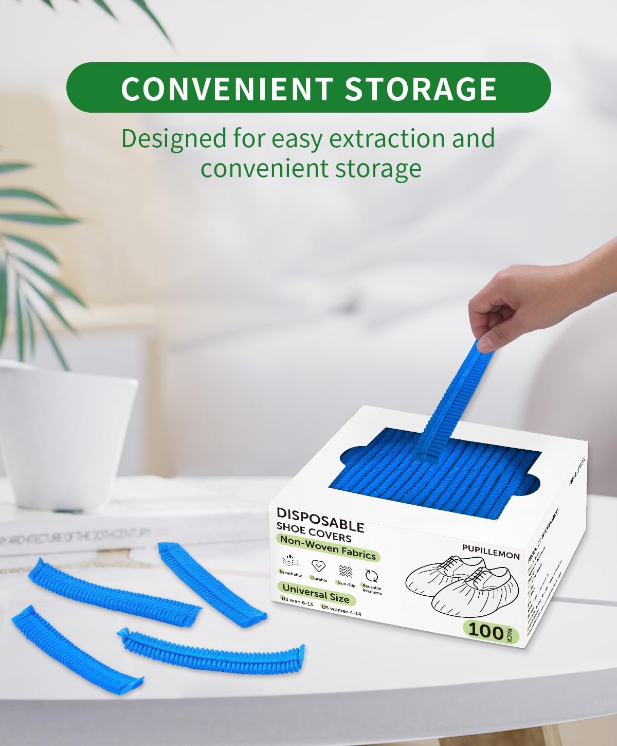 100Pcs(50 Pairs) Non-Woven Shoe Covers Disposable Non Slip for Indoors, Breathable | Durable | Boot