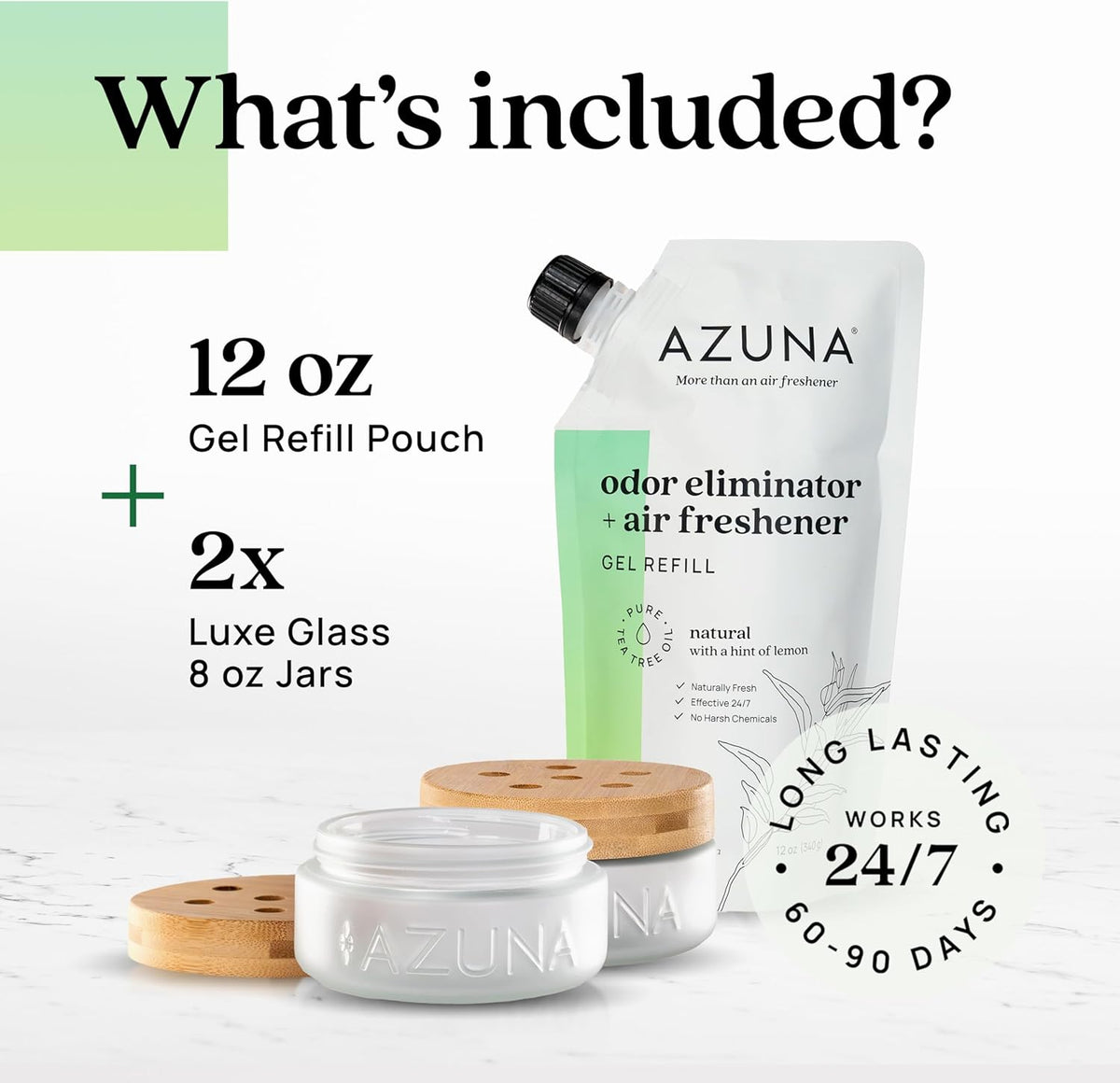 Azuna Air Freshener & Odor Eliminator for Strong Odor | 2 Room Kit Includes (2) 8 oz. Empty Luxe