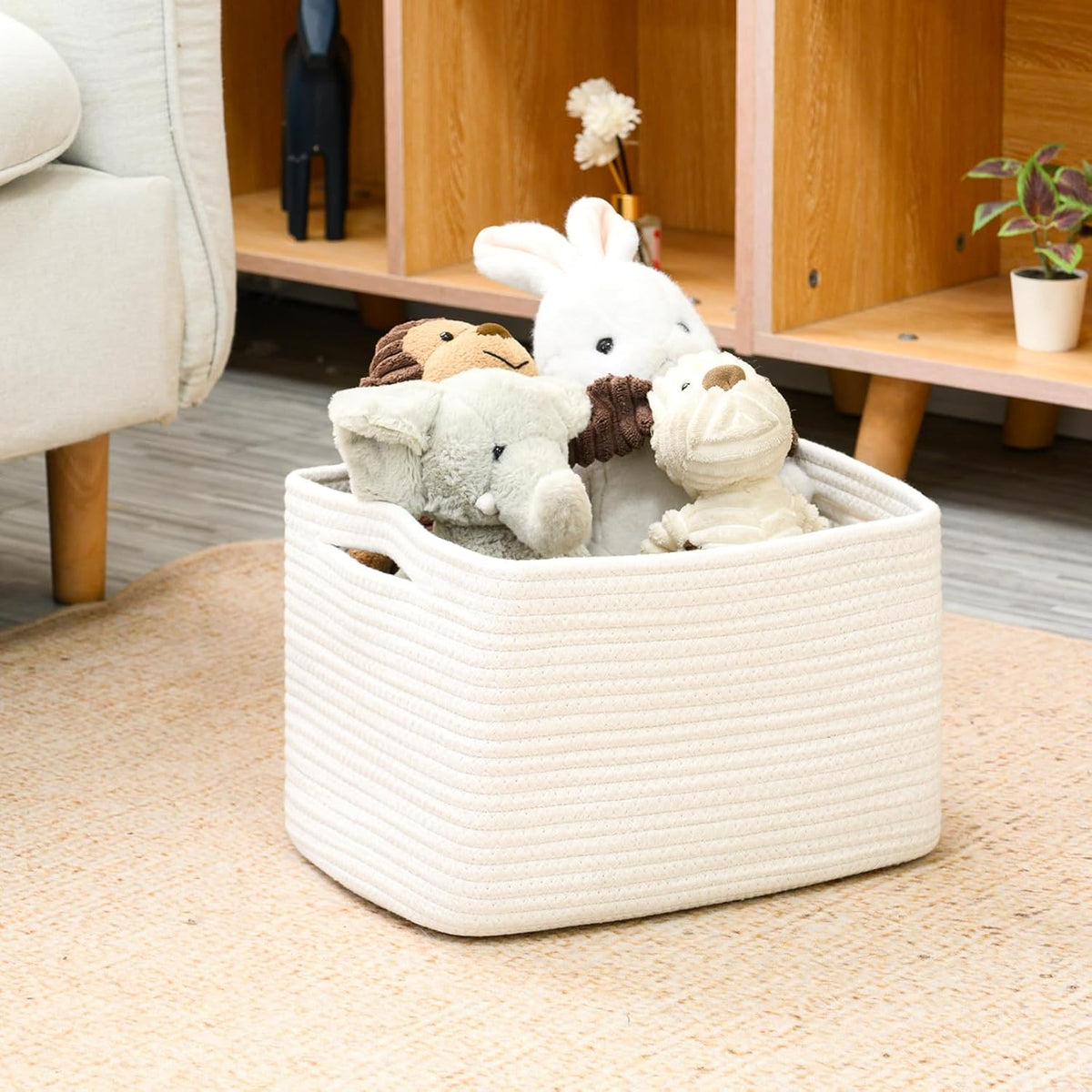 Storage Baskets for Organizing, Woven Basket for Storage, Storage Baskets Bin for Shelves, Cotton