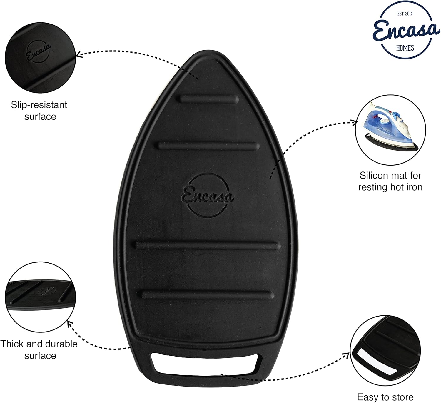Encasa XO Silicon Mat for Hot Iron Rest - Heat Resistant, Anti - Slip, Thicker Pad for Protecting