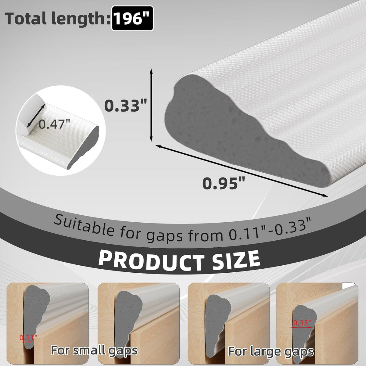 196" Wedge Weather Stripping Door Seal Strip for Door Frame & Window,Self Adhesive Window