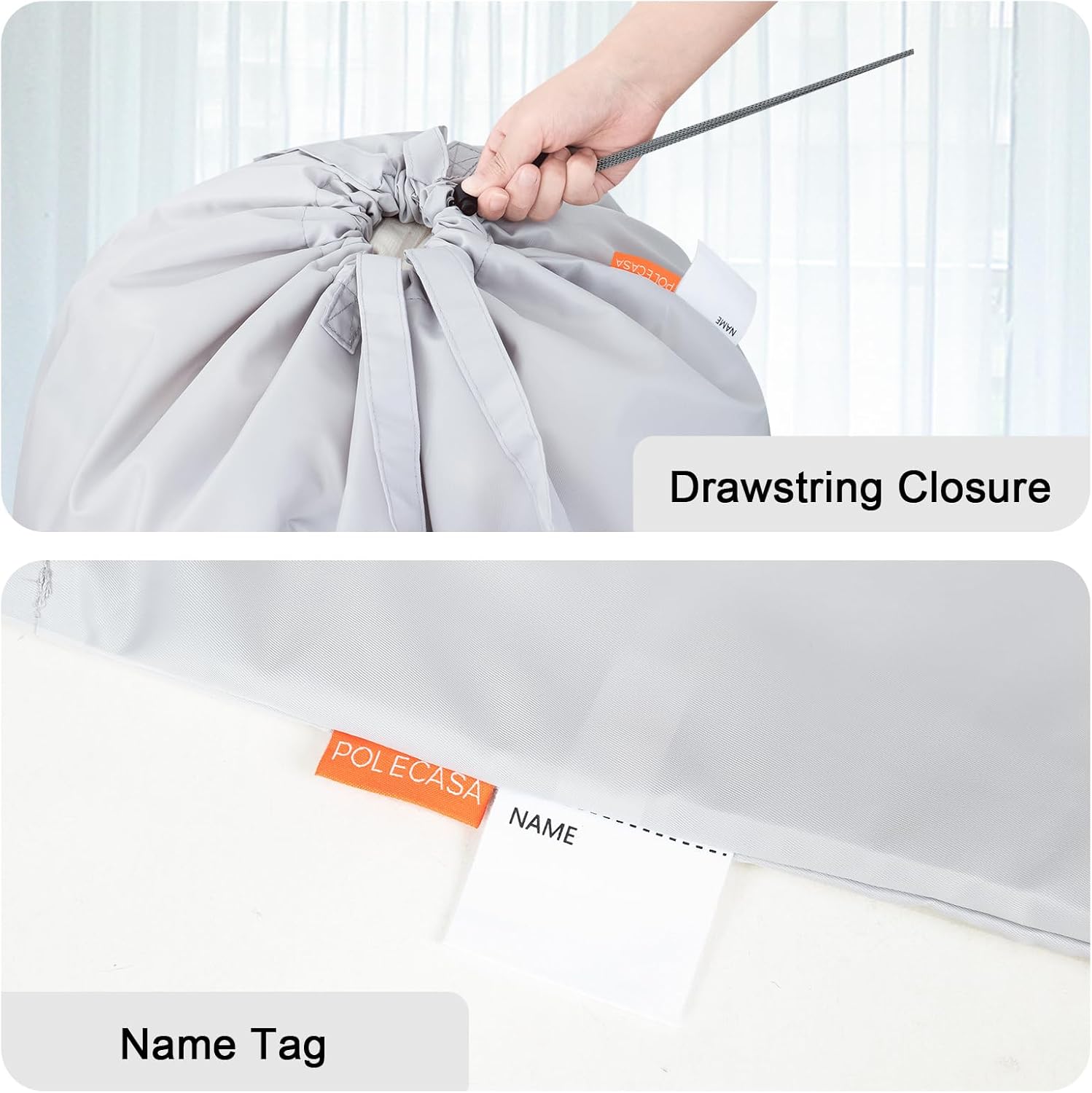 Polecasa Extra Heavy Duty Large Laundry Bag with Sturdy Handles, ID Tag & Drawstring Closure, 28 x