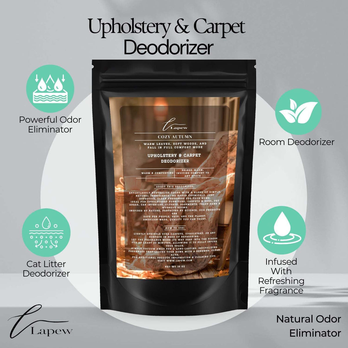 Cozy Autumn Carpet Freshener Powder: Powerful Odor Eliminator for Home, Upholstery Deodorizer