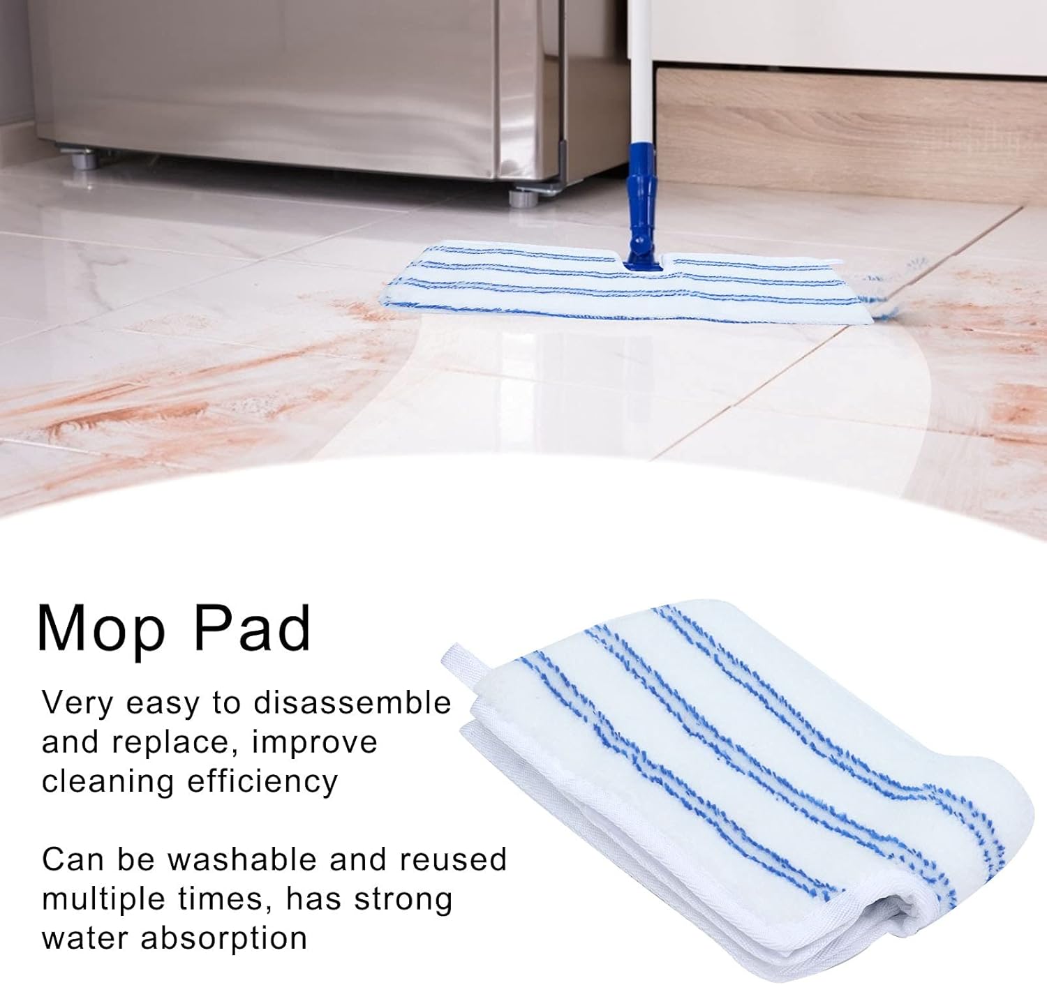 2 Pack Microfiber Mop Replacement Heads，Compatible with O-Cedar Dual Action Flat Mop for Dry/Wet