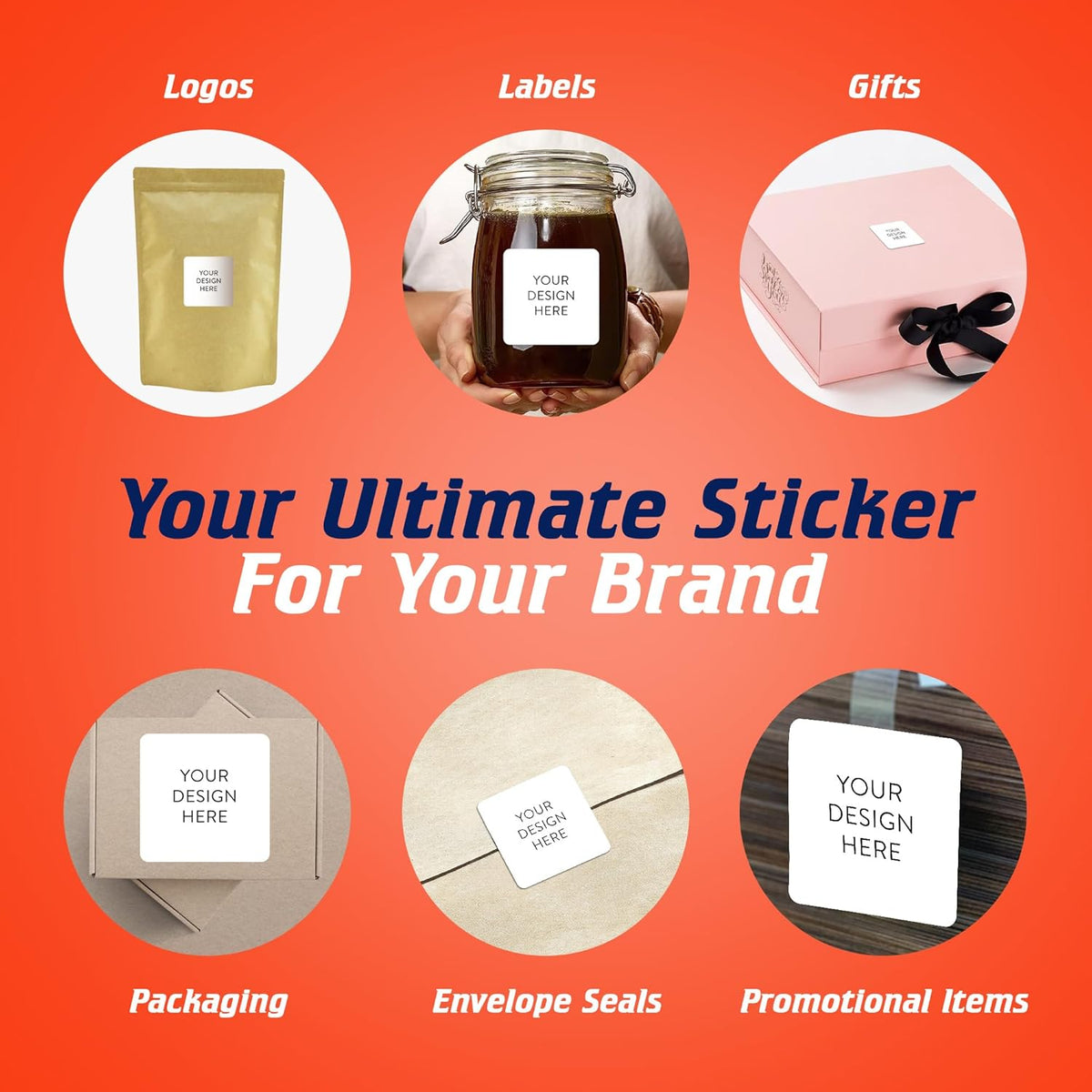5-1000 Custom Vinyl Stickers - Upload Your own Image, Text, Design, Logo - Personalized Logo Labels