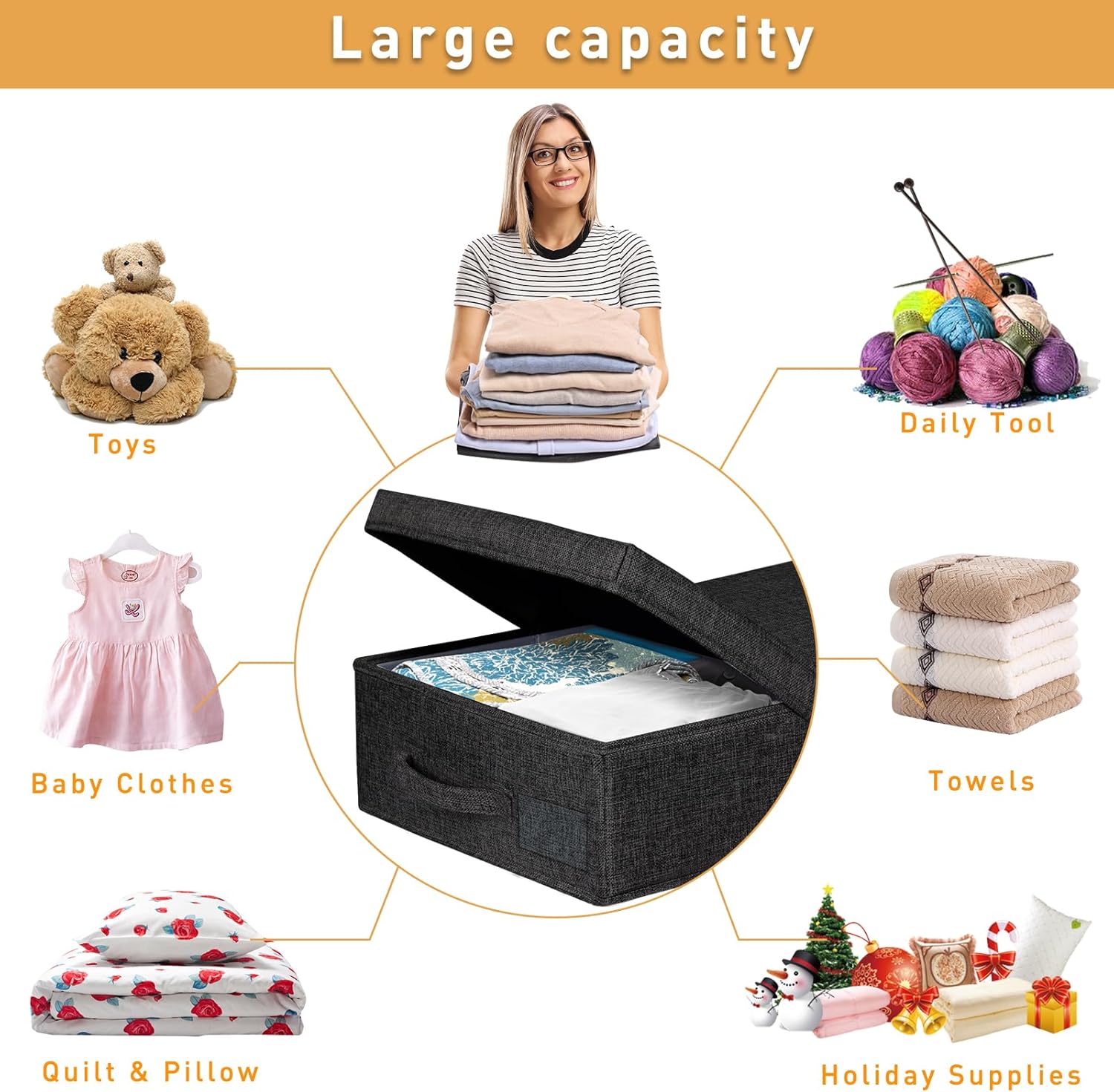 punemi Under The Bed Storage Containers 3 Pack, 6 Inch Tall Stackable Underbed Storage Bins With