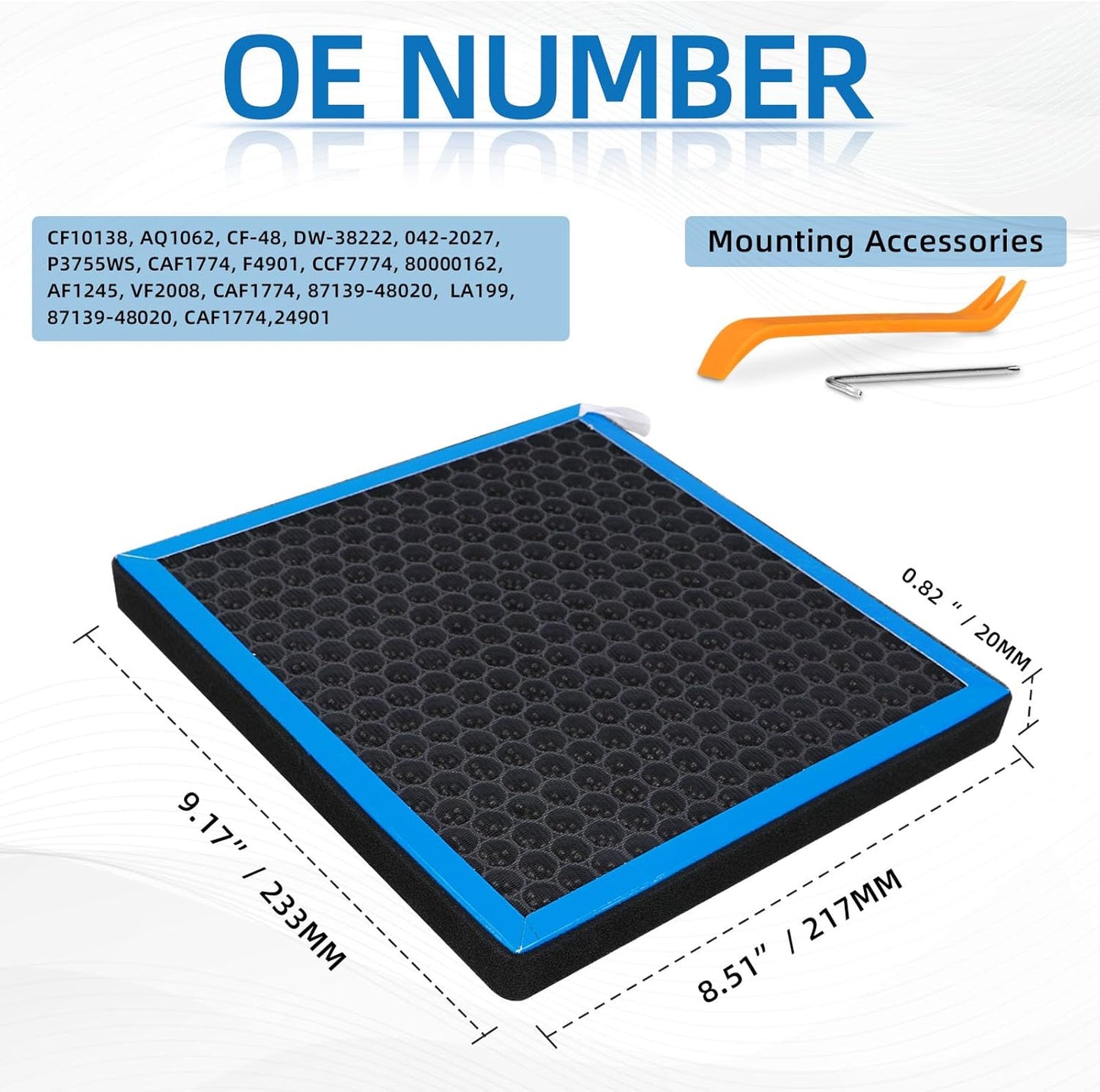HEPA Cabin Air Filter With Activated Carbon Replacement CF10138 Compatible with Toyota Highlander