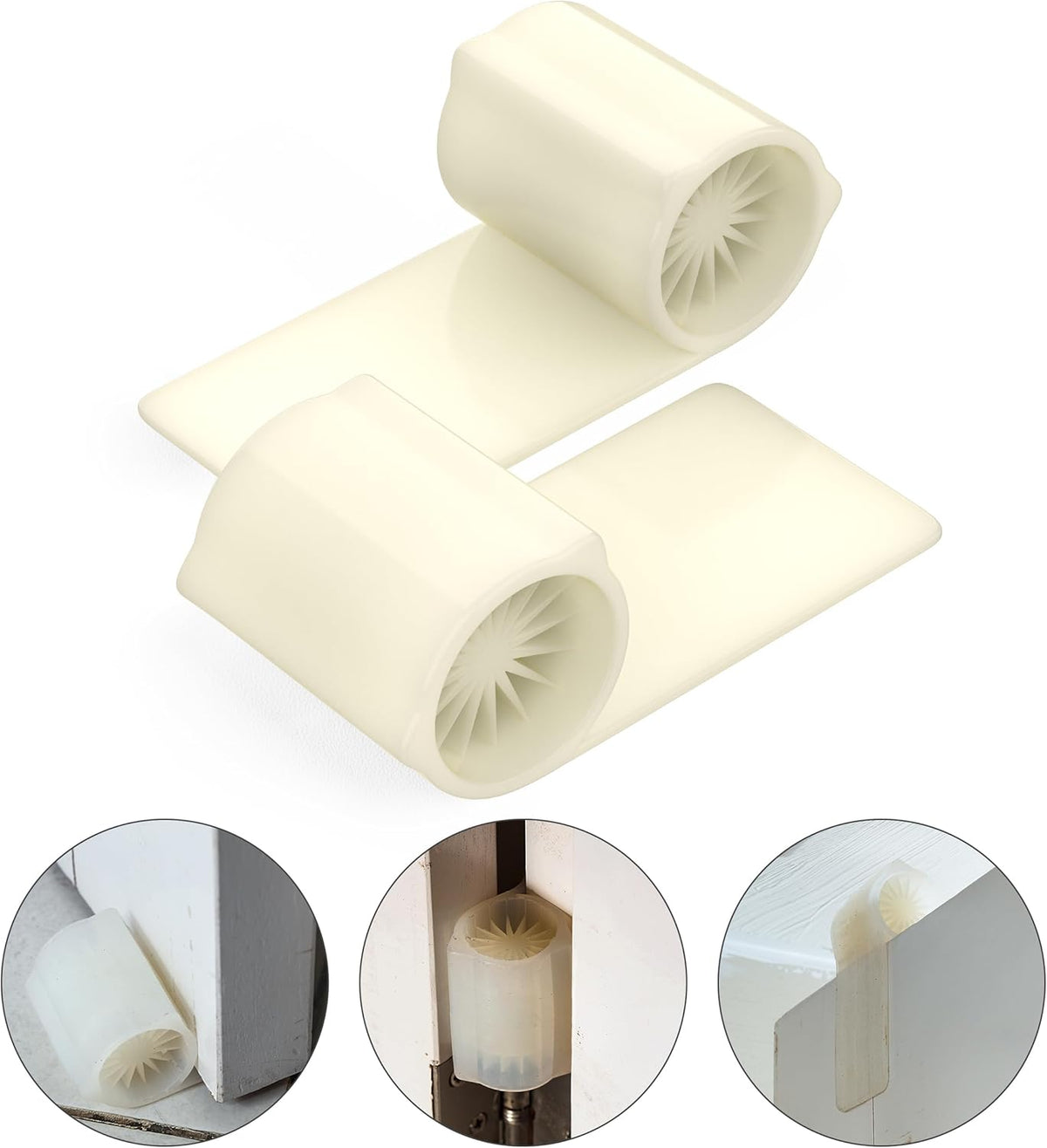 Ducki 2 Pack Door Wedge Stopper - 3 in 1 Thermoplastic Rubber Door Stop Wedge for The Top, Bottom
