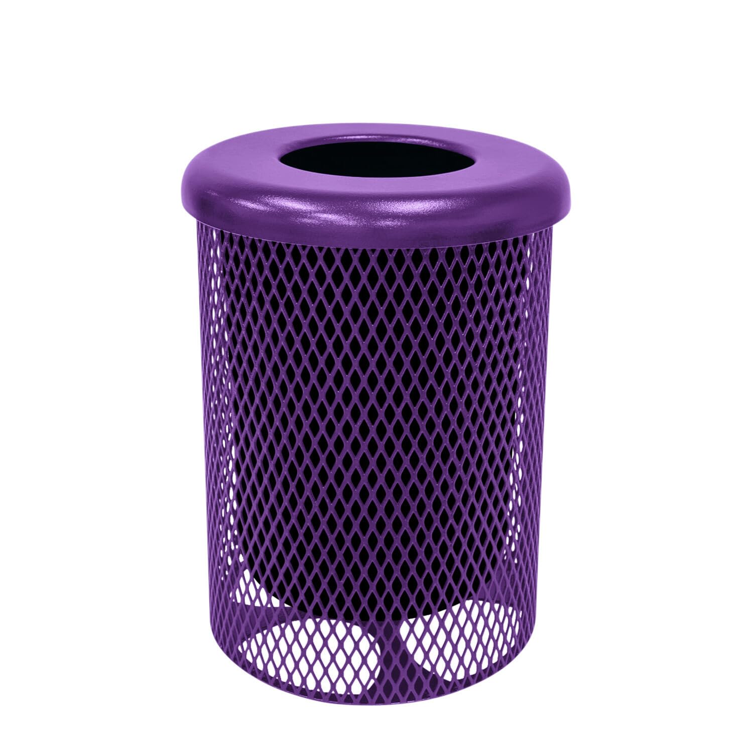 COATEDOUTDOORFURNITURE RFT-PUR Heavy Duty Round Trash Receptacle with Flat Top, Liner Included, 32