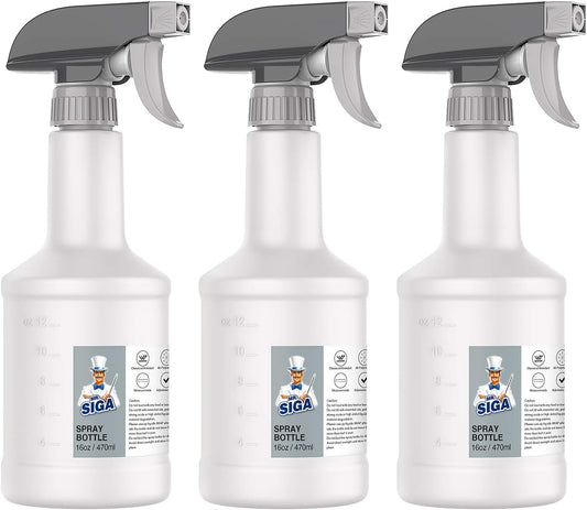 MR.SIGA 16 oz Empty Plastic Spray Bottles for Cleaning Solutions, Heavy Duty Household Reusable