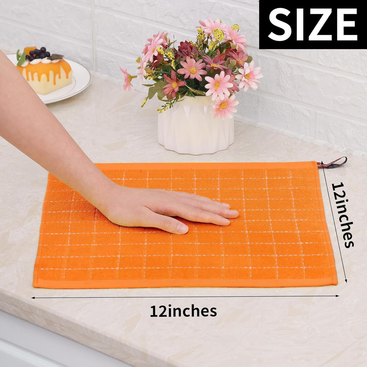 Homaxy 100% Cotton Terry Kitchen Dish Cloths, Ultra Soft and Absorbent Dish Towels for Kitchen