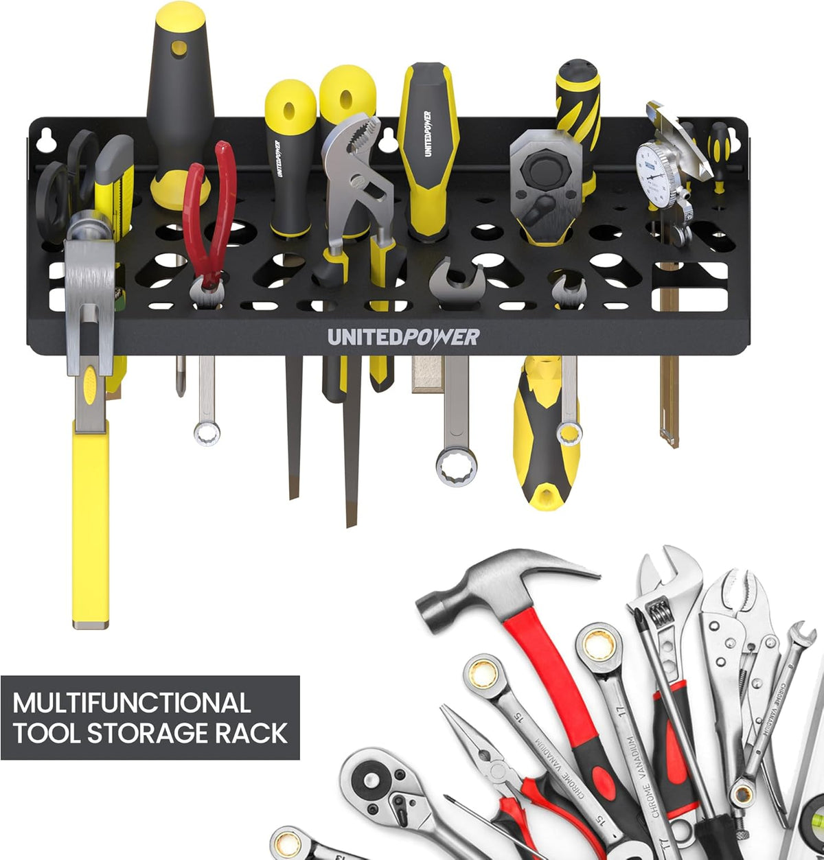 UNITEDPOWER Wall Mount Tool Storage Rack, Screwdriver Holder, Pliers Organizer, Wrench Utility