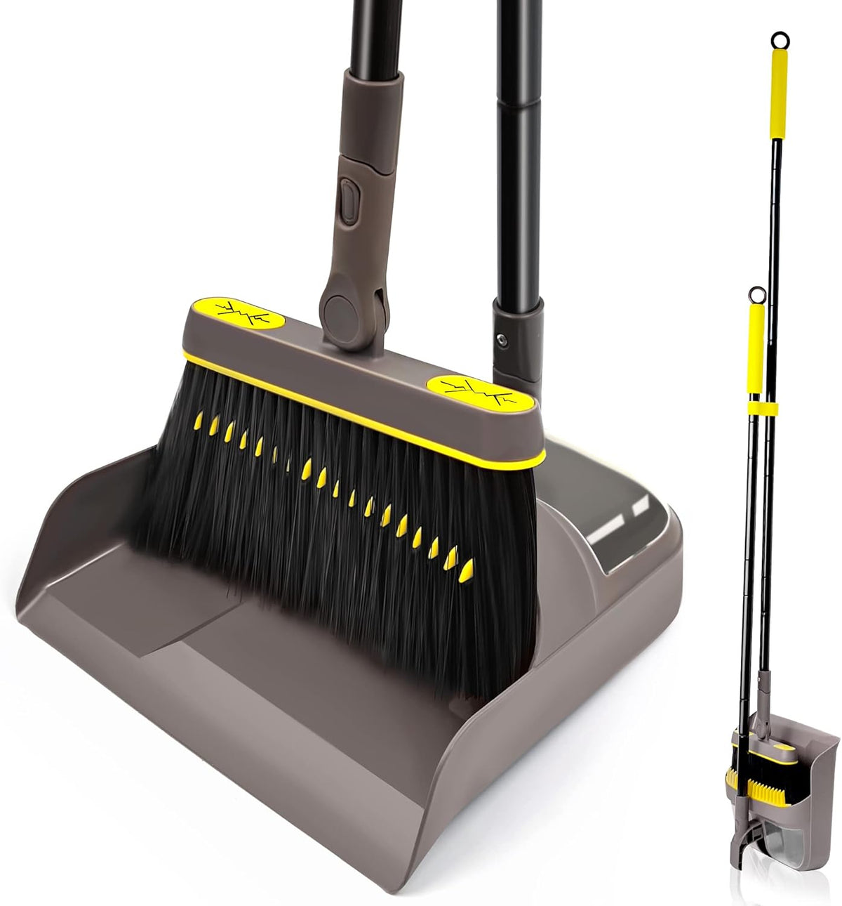 JEHONN Broom with Dustpan Combo Set, Long Handle Lightweight 180 Degree Rotating Sweeping Brush