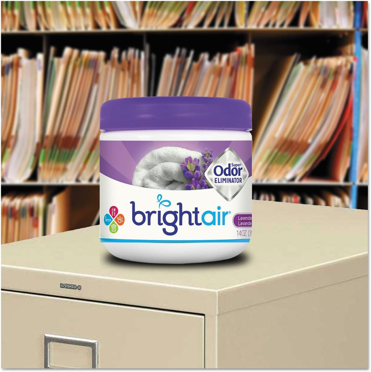 Bright Air 14 oz. Super Odor Eliminator, For Medium-Size Spaces, Lavender & Fresh Linen Scent, Case