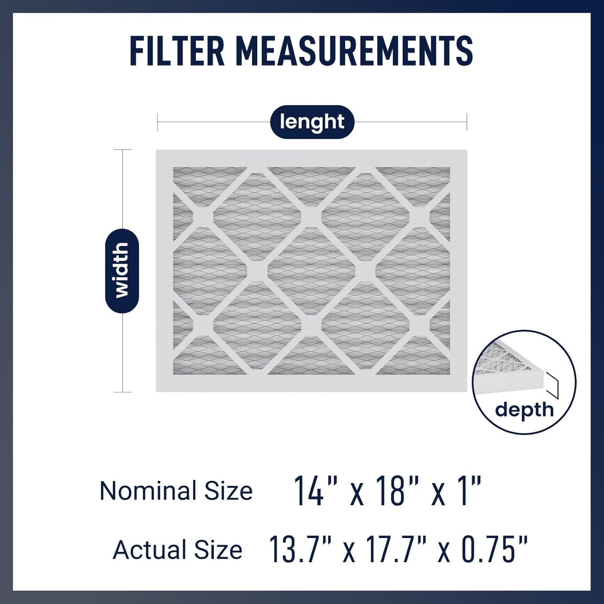 14x18x1 MERV 8 Air Filters 6-Pack – 13.7" x 17.7" x 0.75" – HVAC, AC & Furnace Compatible