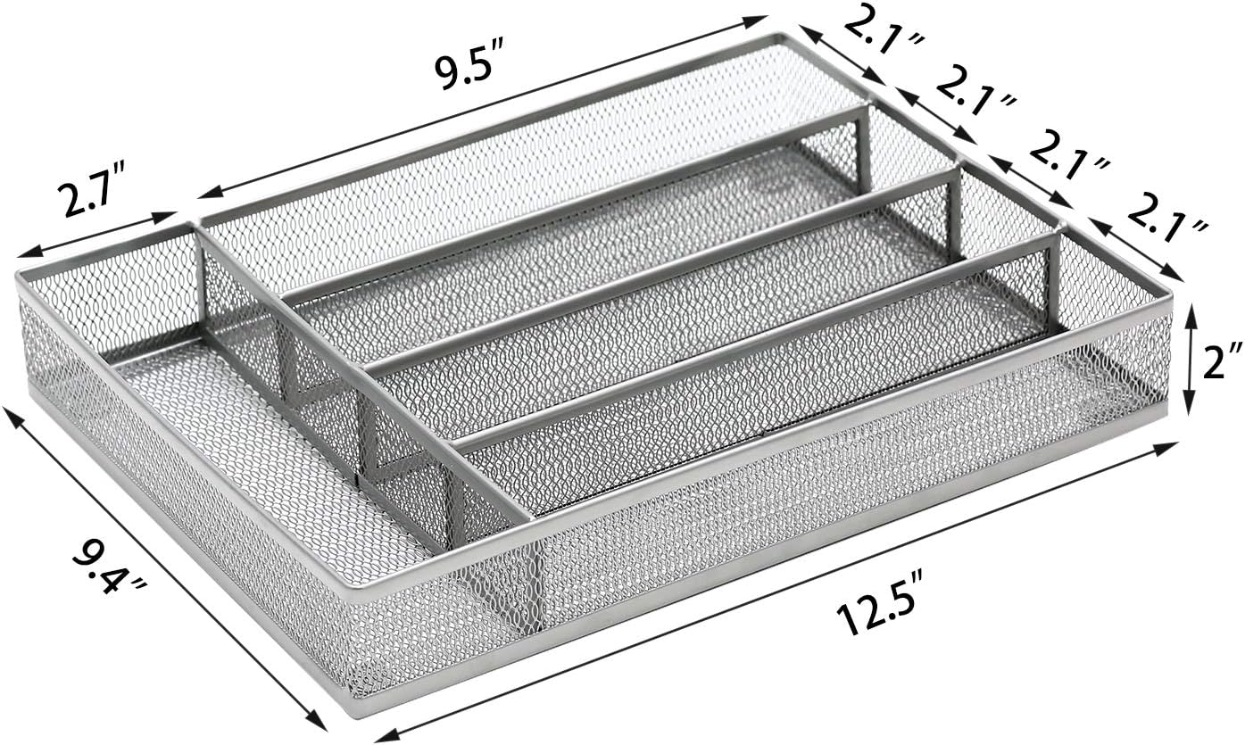 JANE EYRE Drawer Organizer, Cutlery Tray Silverware Flatware Storage Divider for Kitchen, Mesh Wire