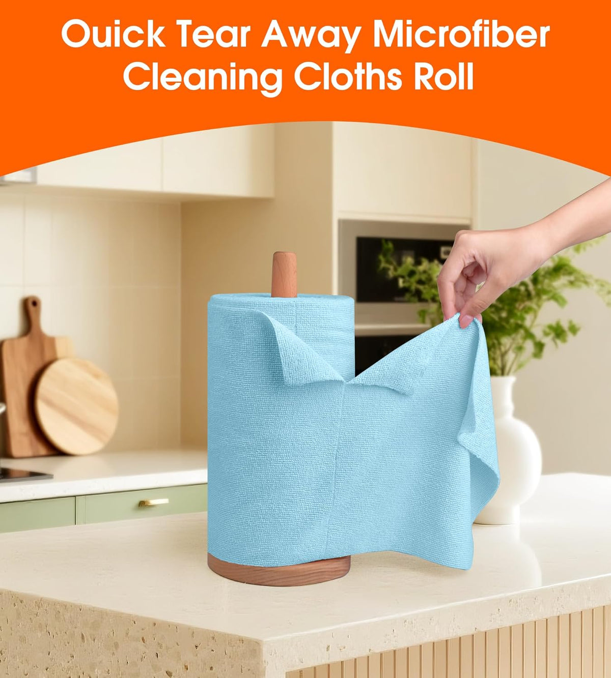 Roll of Microfiber Cleaning Cloth –100 Pack, Tear Away Microfiber Towels, Reusable, Washable
