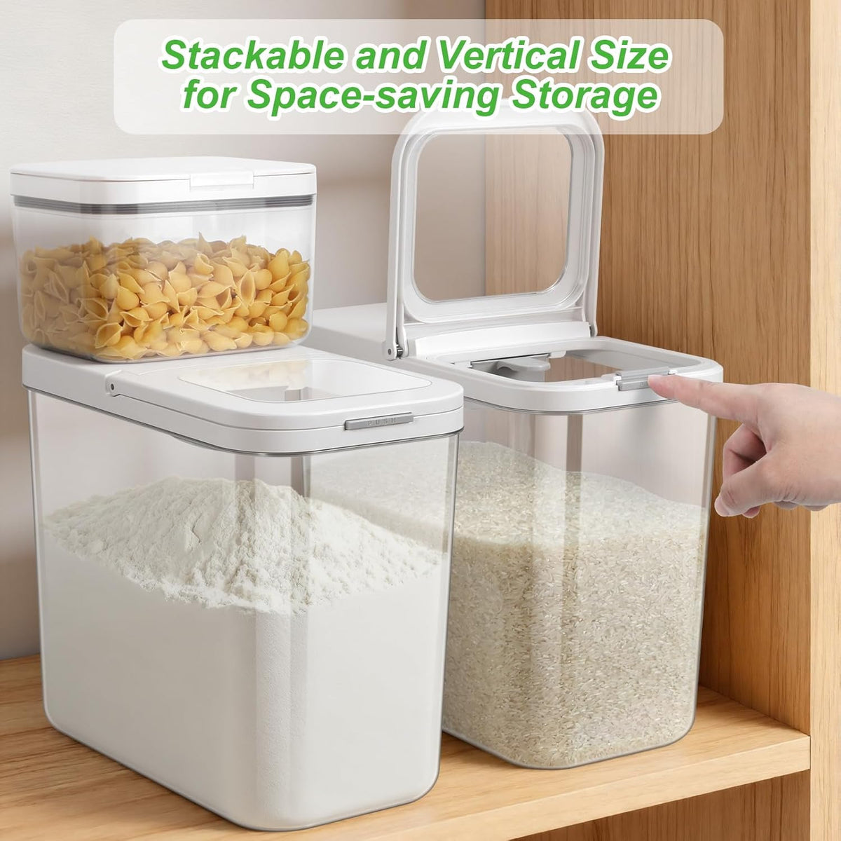 Rice Flour Storage Container - 12.7 Qt | 25 Lbs Crystal-Clear Plastic Food Storage Container Bin