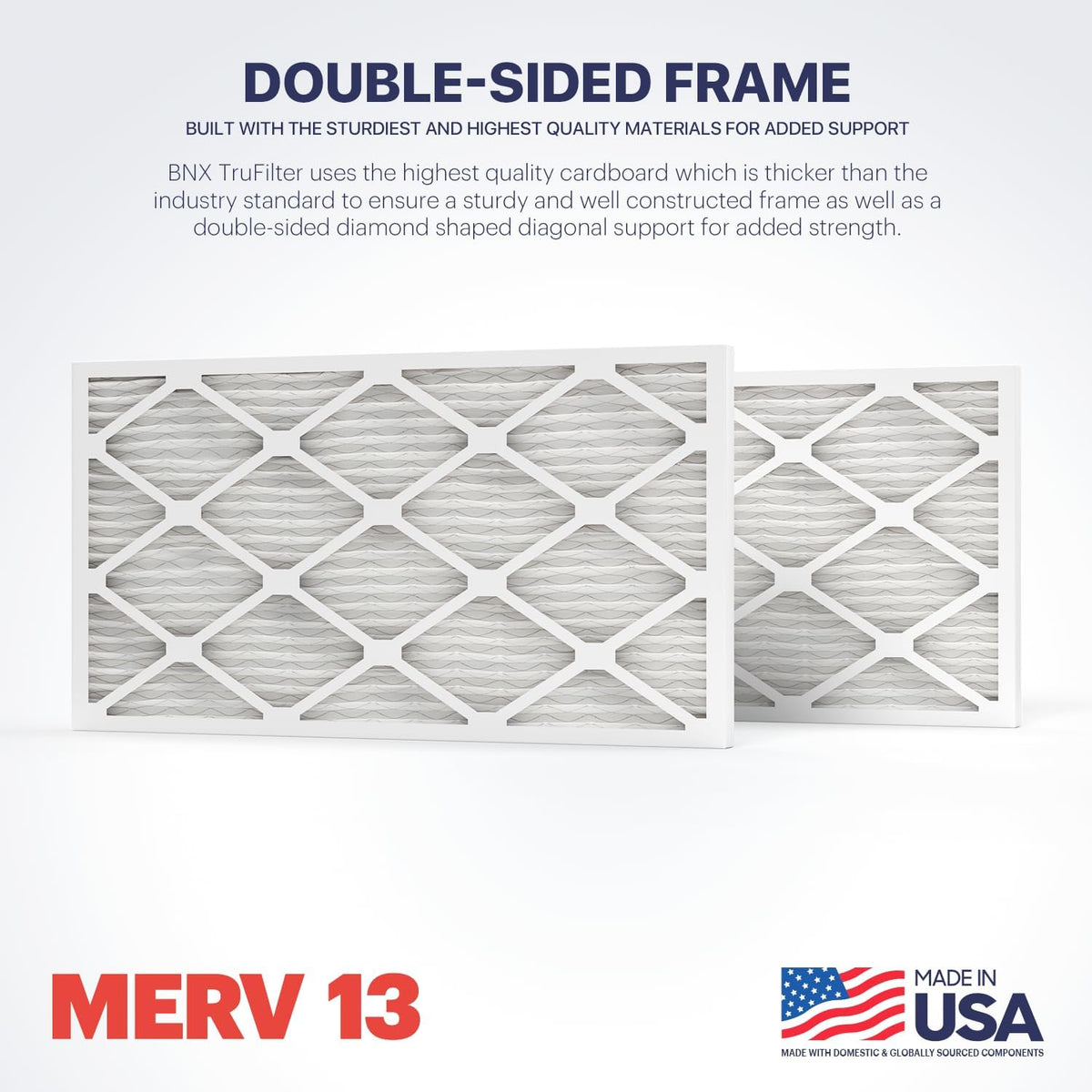 BNX TruFilter 16x30x1 Air Filter MERV 13 (4-Pack) - MADE IN USA - Electrostatic Pleated Air