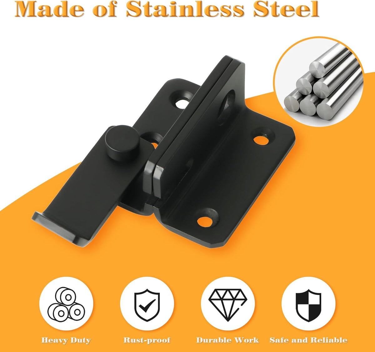 Alise Flip Latch Gate Latches Slide Bolt Latch Safety Door Lock Catch for Barn Cabinet Pet Cage