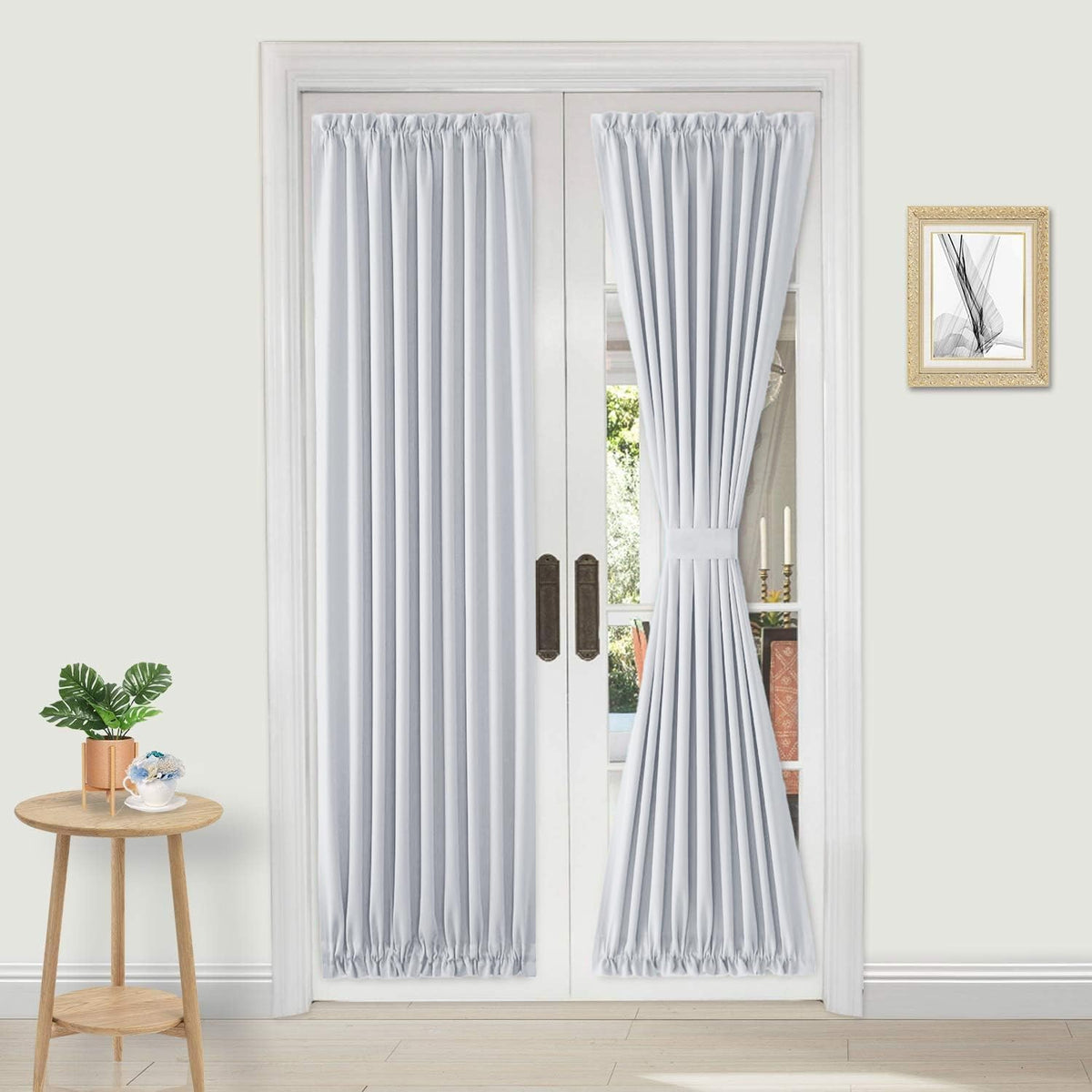 DWCN French Door Curtains – Rod Pocket Thermal Curtain for Doors with Glass Window, Kitchen and