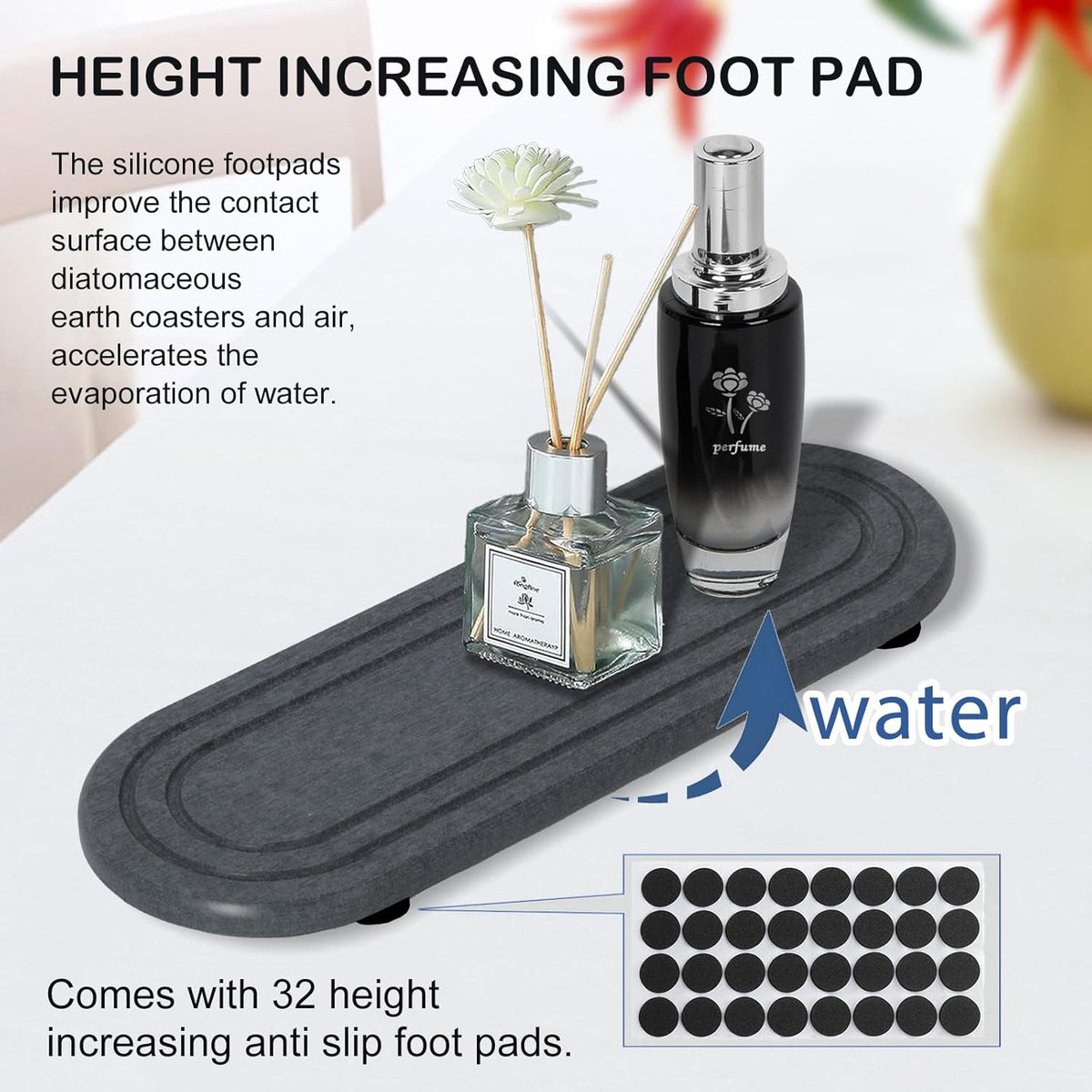 2PCS Water Absorbing Stone Tray, Fast Drying Diatomite Stone Sink Tray, Water Absorbent Diatomite