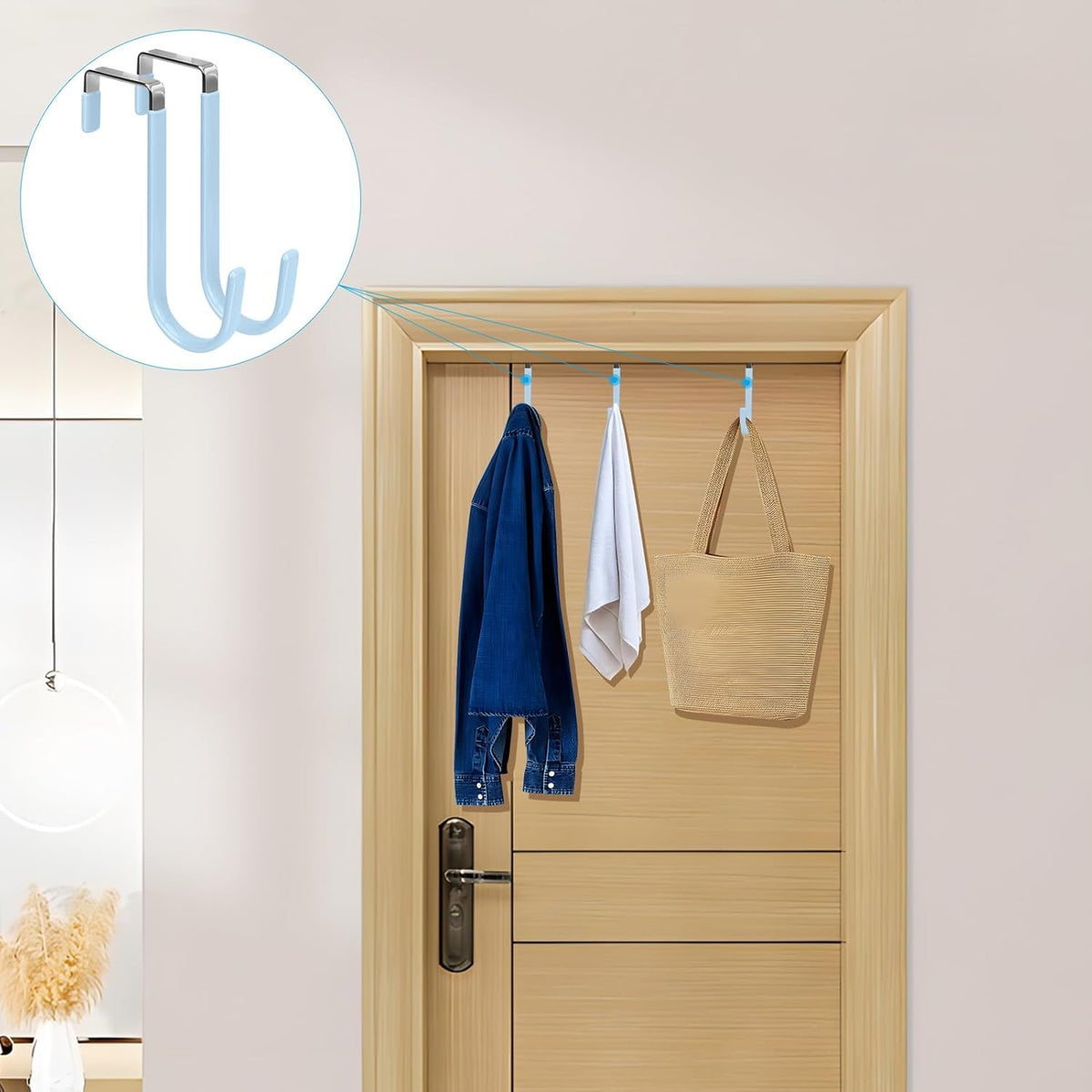 FYY Over The Door Hooks, 4 Pack Door Hangers Hooks with Rubber Prevent Scratches Heavy Duty