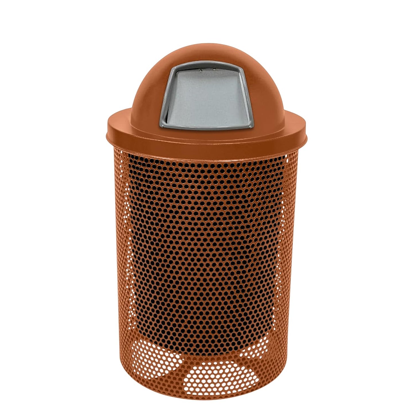 COATEDOUTDOORFURNITURE 32-Gallon Heavy-Duty Punched Steel Round Trash Receptacle, Commercial