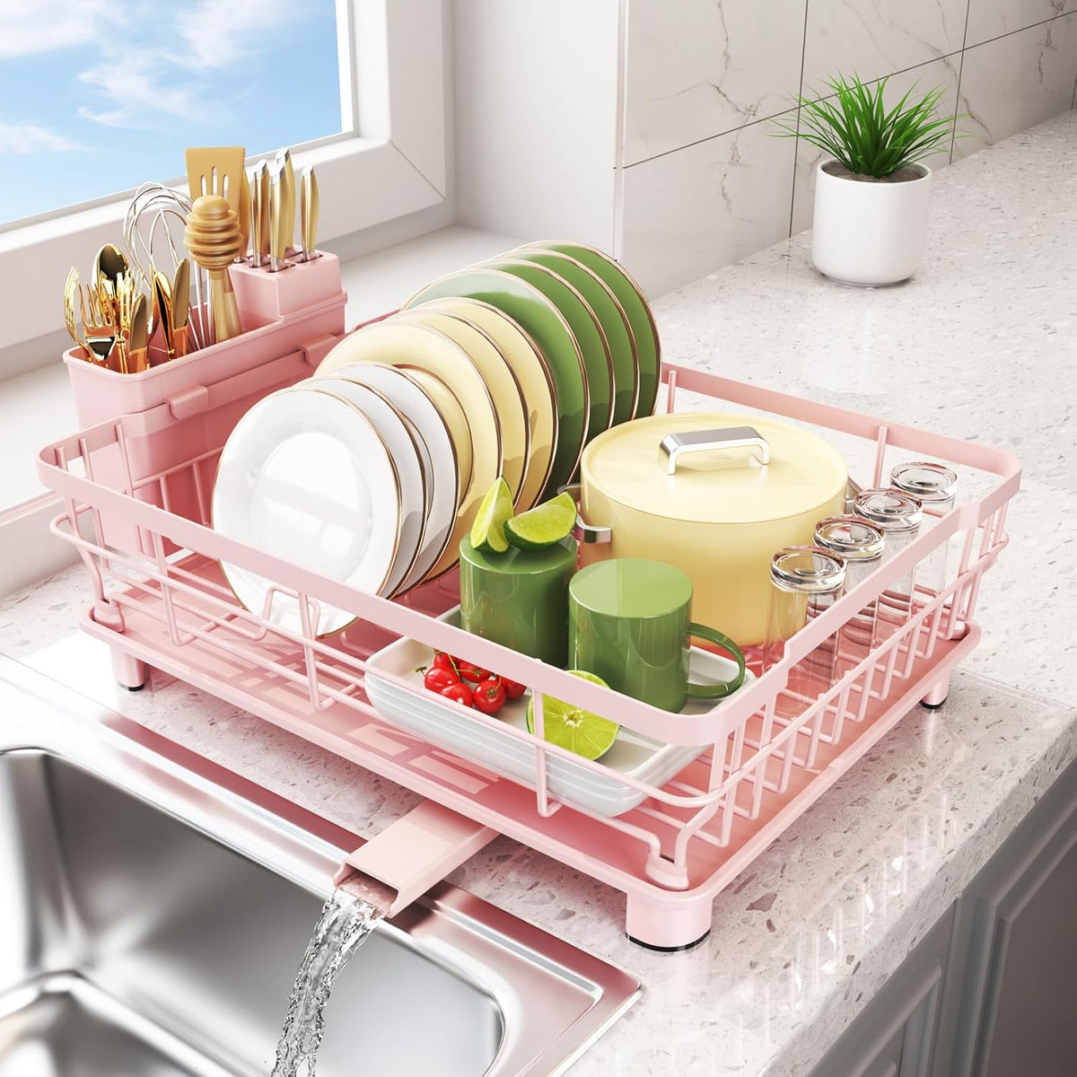Dish Drying Rack - Space Saving Dish Rack - Dish Racks for Kitchen Counter with