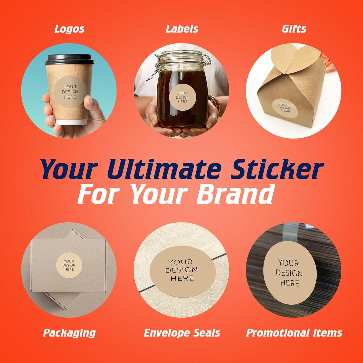 100 Custom Vinyl Stickers - Upload Your own Image, Text, Design, Logo - Personalized Logo Labels