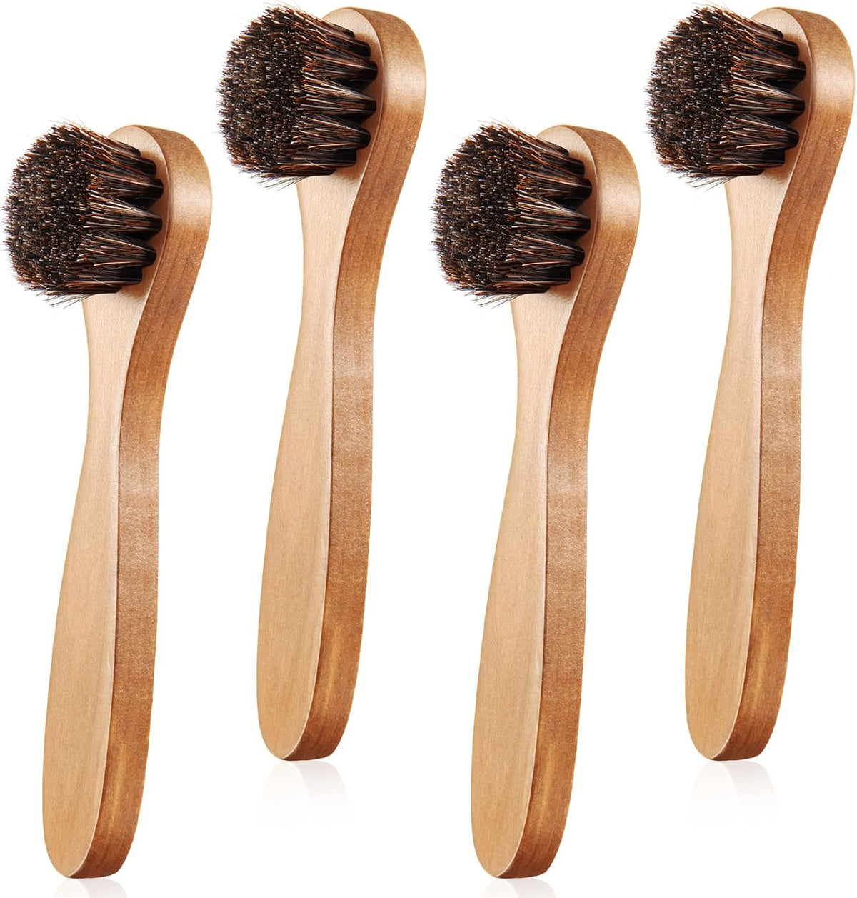4 Pcs Horsehair Shine Shoes Brush Kit Polish Dauber Applicators Cleaning Leather Shoes Boots Care