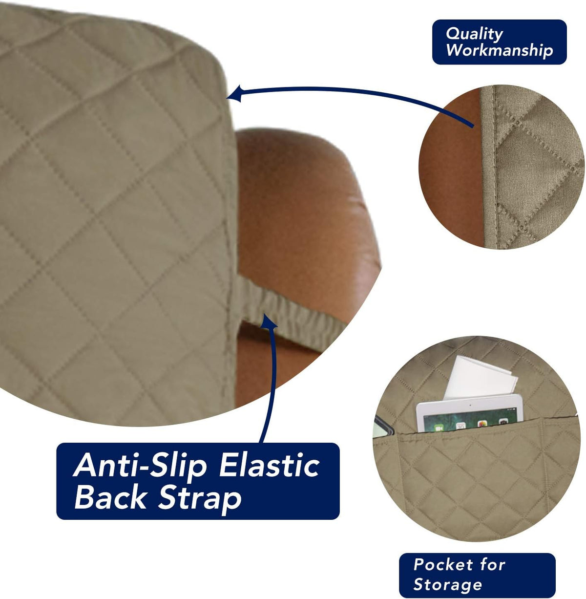 PureFit Reversible Quilted Sofa Cover, Water Resistant Slipcover Furniture Protector, Washable
