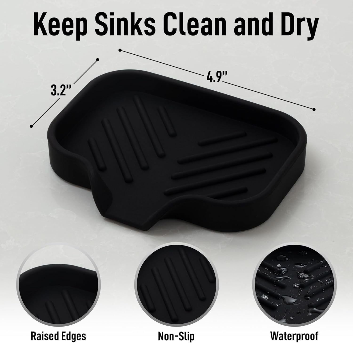 Zulay Kitchen Small Silicone Sponge Holder (4.9x3.3”) – Space-Saving Sink Organizer Tray for