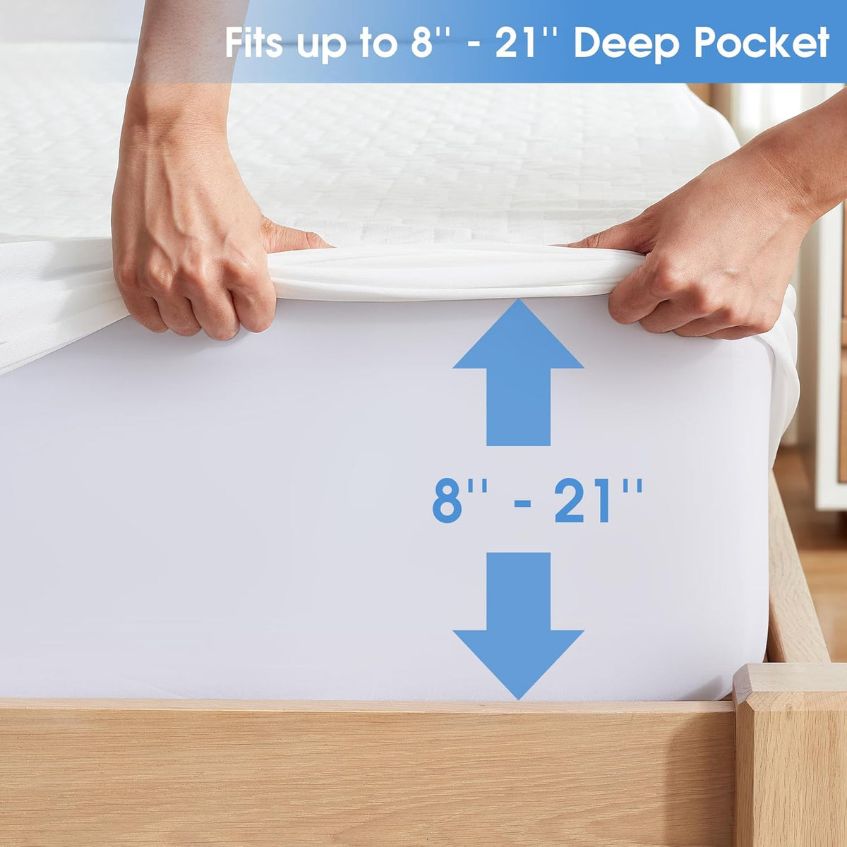 Hanherry 100% Waterproof Mattress Protector Full Size, Mattress Cover 3D Air Fabric Cooling