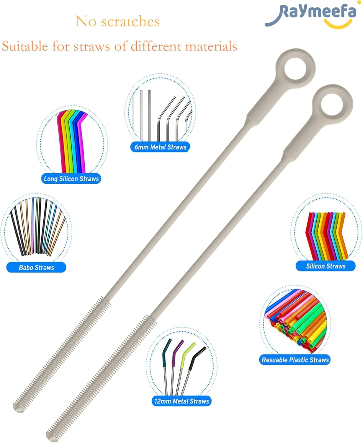 Extra Long Straw Cleaner Brush,Reusable and Soft Silicone Straw Cleaning Brush to Clean