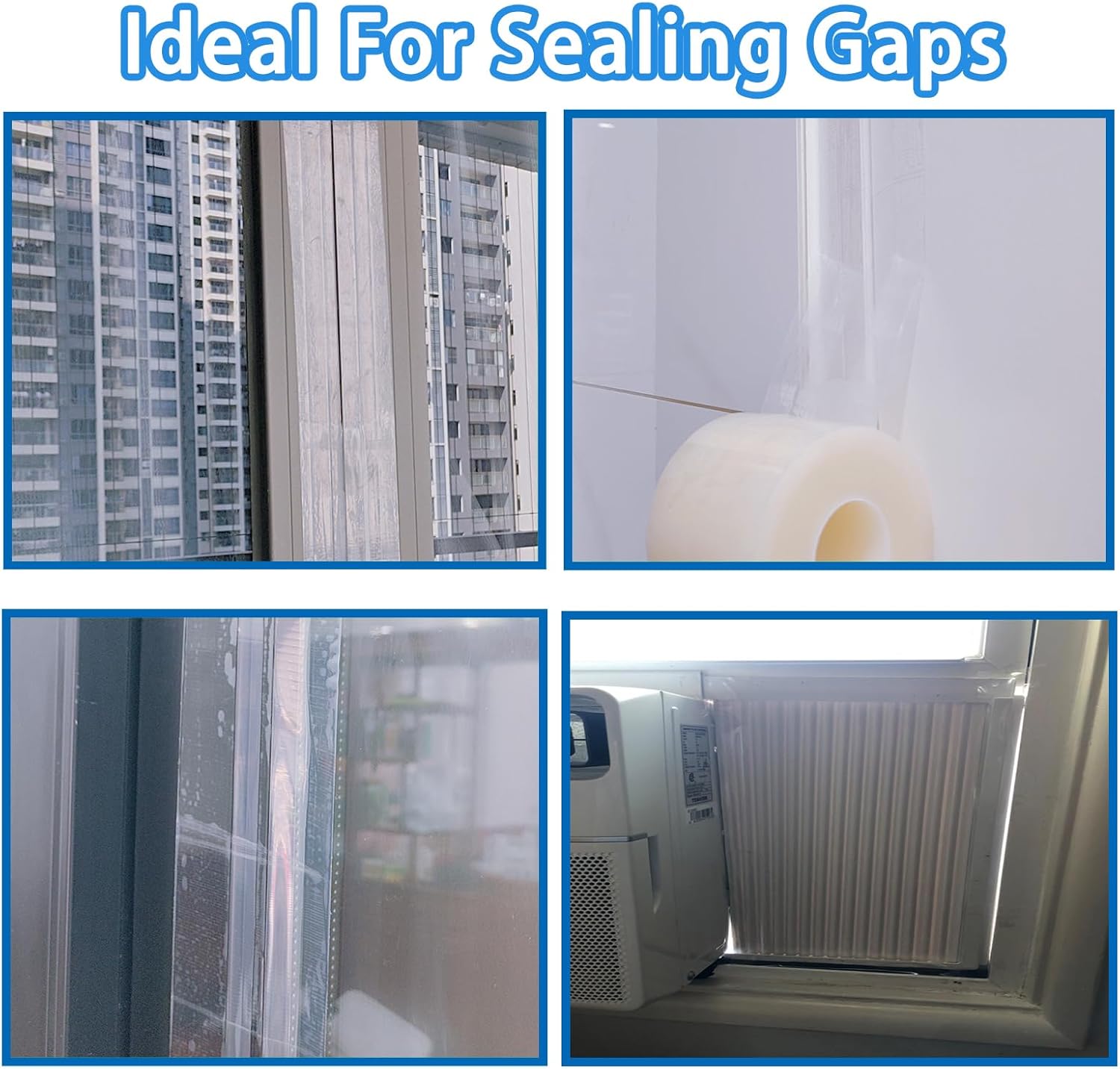 Transparent Window Weather Sealing Tape,Winter Window Seal Kit for Doors, Shower Glass Gaps,No