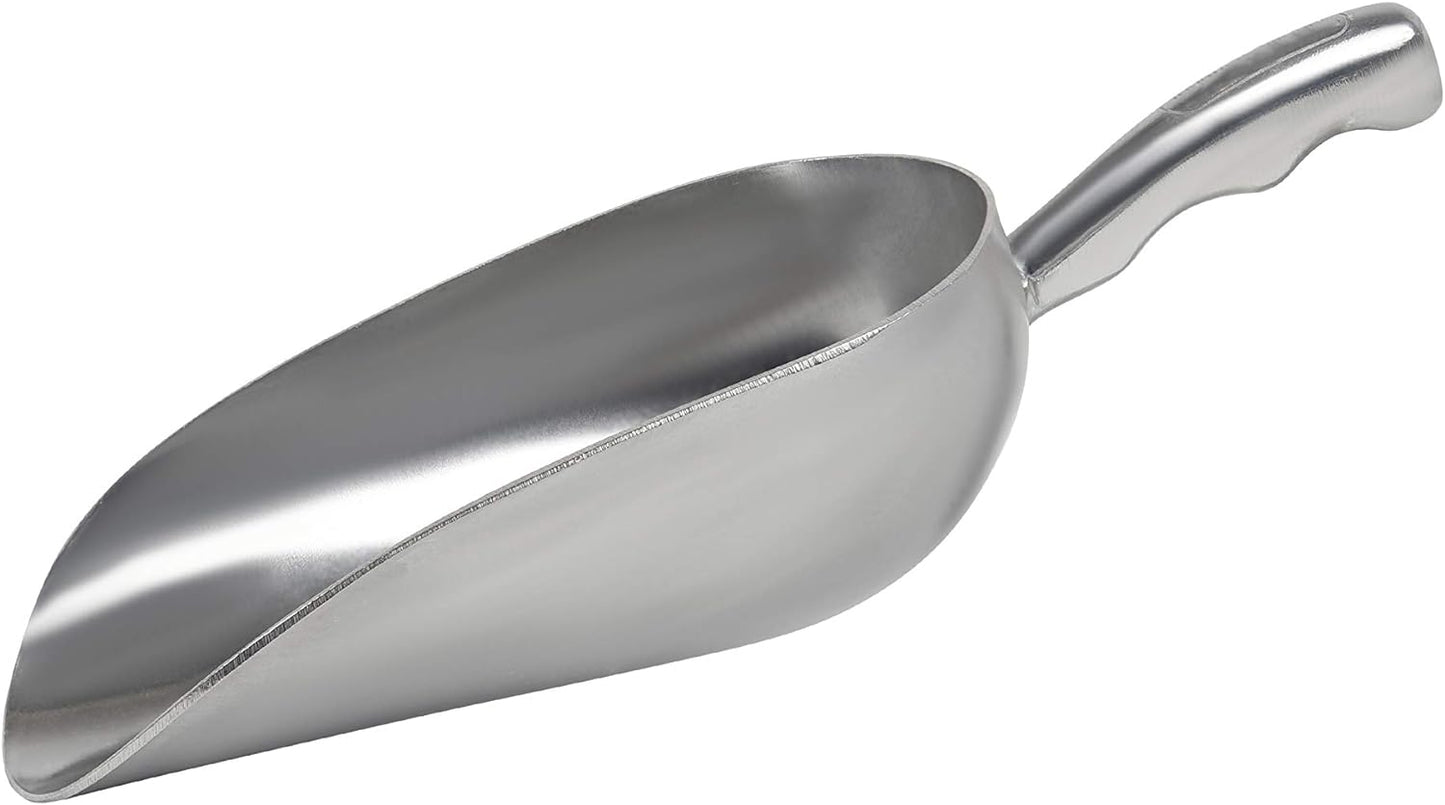 Cast Aluminum Utility Scoop - 12 oz. - Round Bottom, ice scoop For Multi-Purpose Use, With Finger