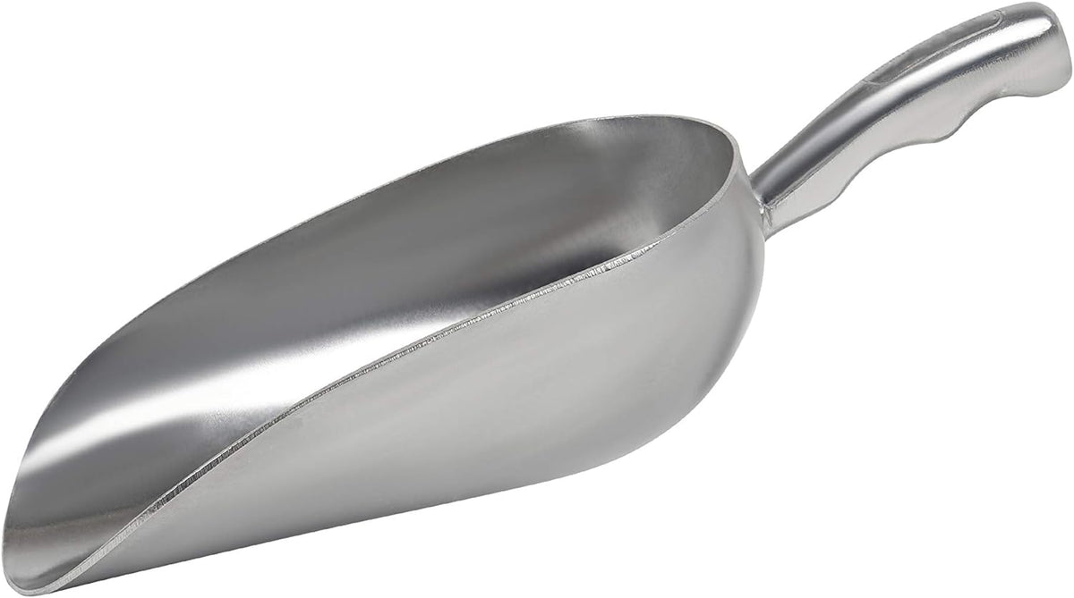 Cast Aluminum Utility Scoop - 12 oz. - Round Bottom, ice scoop For Multi-Purpose Use, With Finger