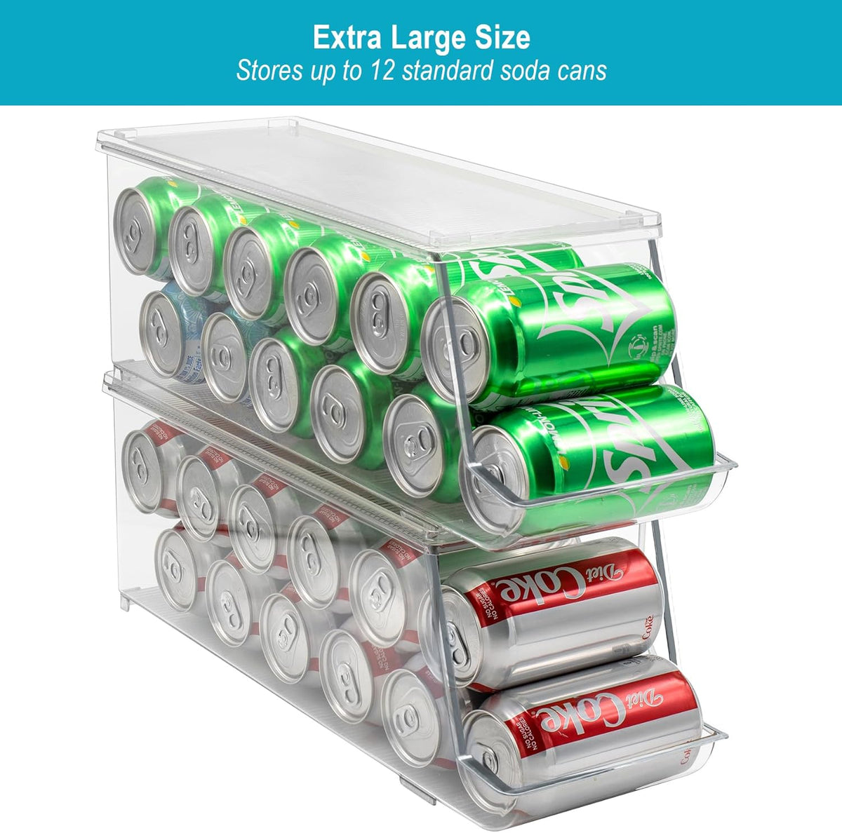 Sorbus Soda Can Organizer for Refrigerator Stackable Can Holder Dispenser with Lid for Fridge