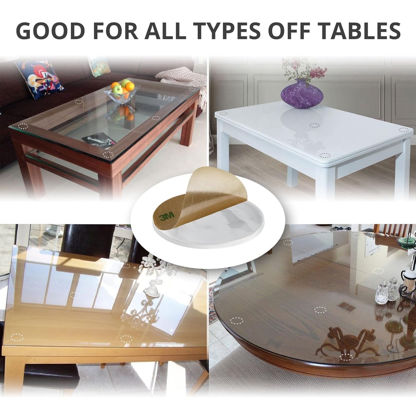X-Protector Glass Table Top Bumpers - 20 PCS 1.2"- Self-Adhesive Glass Table Top Anti Slip Pads