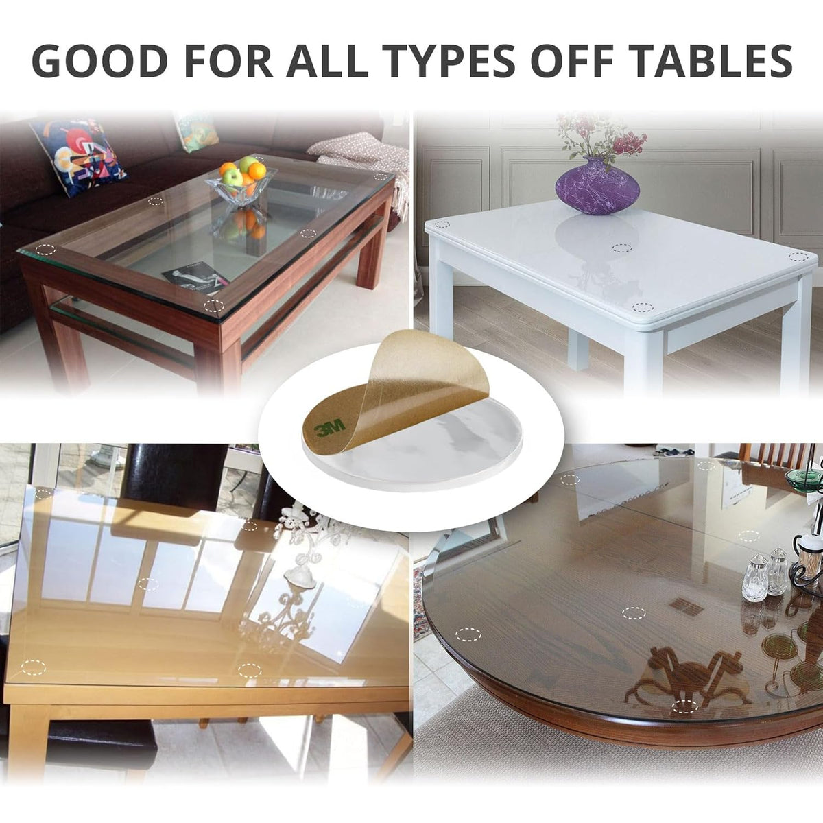 X-Protector Glass Table Top Bumpers - 20 PCS 1.2"- Self-Adhesive Glass Table Top Anti Slip Pads