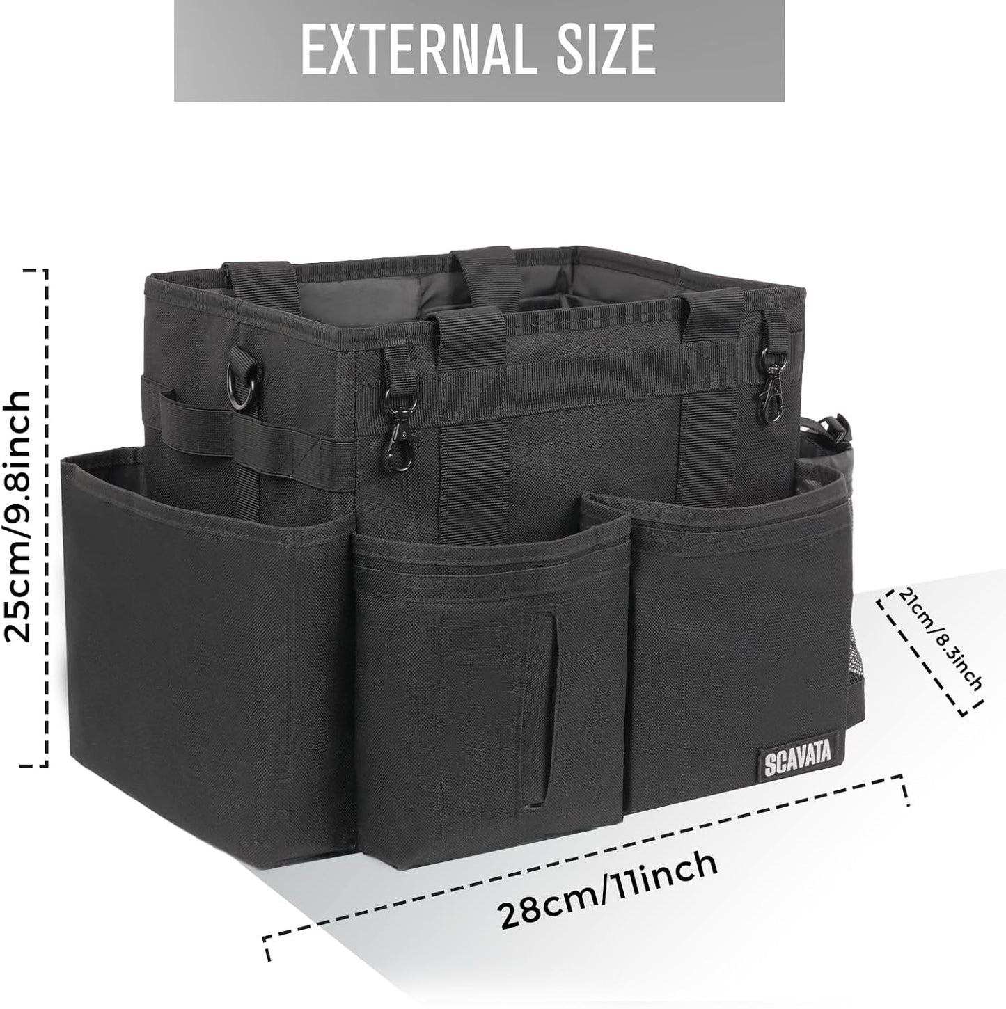 Compact Wearable Cleaning Caddy, Small Supplies Organizer with Handle & Shoulder Straps for