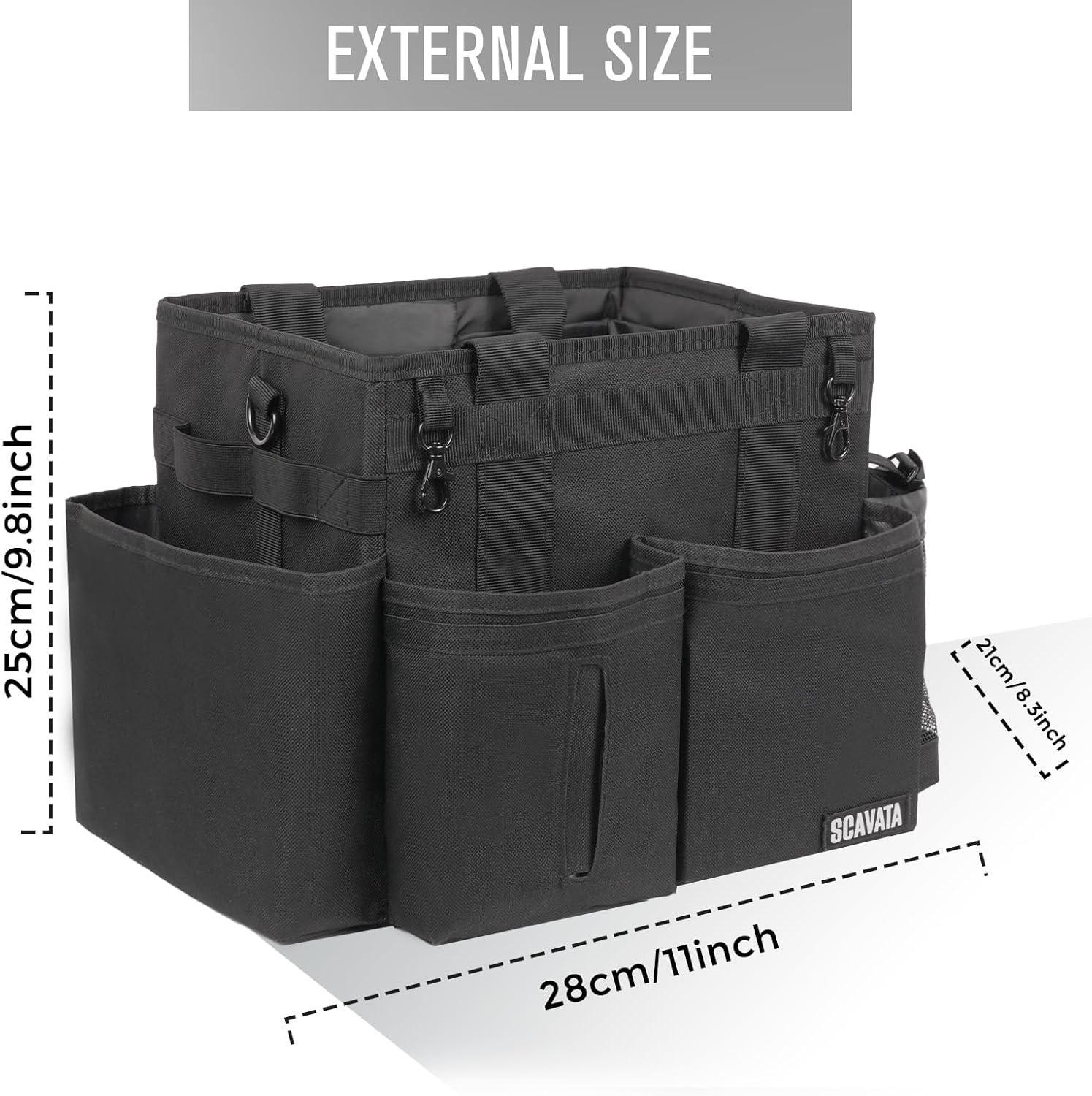 Compact Wearable Cleaning Caddy, Small Supplies Organizer with Handle & Shoulder Straps for