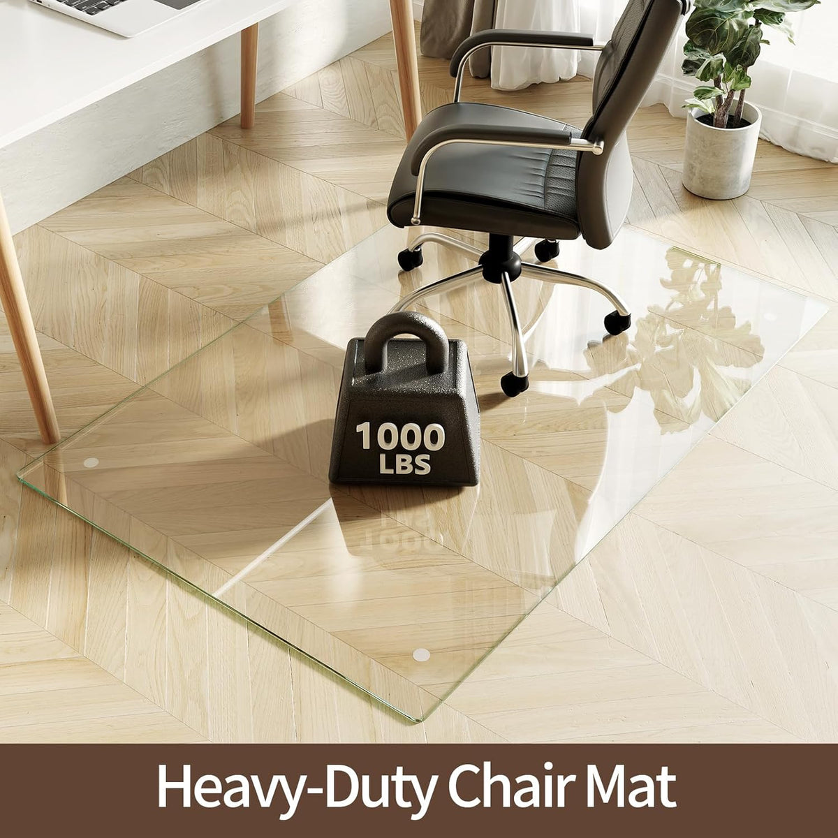 Koonmi Tempered Glass Chair Mat 40"x60" - Premium Office Chair Mat for Hardwood Floors & Low-Pile