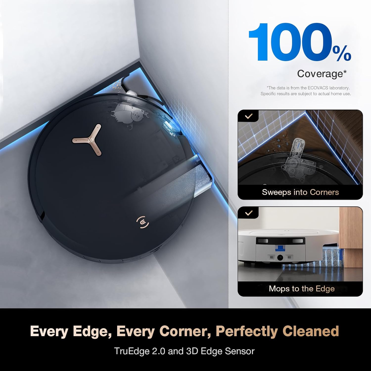 ECOVACS DEEBOT X8 PRO OMNI Robot Vacuum and Mop, 18000Pa, OZMO ROLLER Instant Self-Washing Mopping