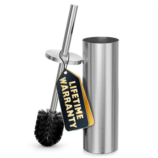 Stylish Stainless Steel Toilet Brush and Holder Set - Silver Toilet Bowl Brush and Holder with