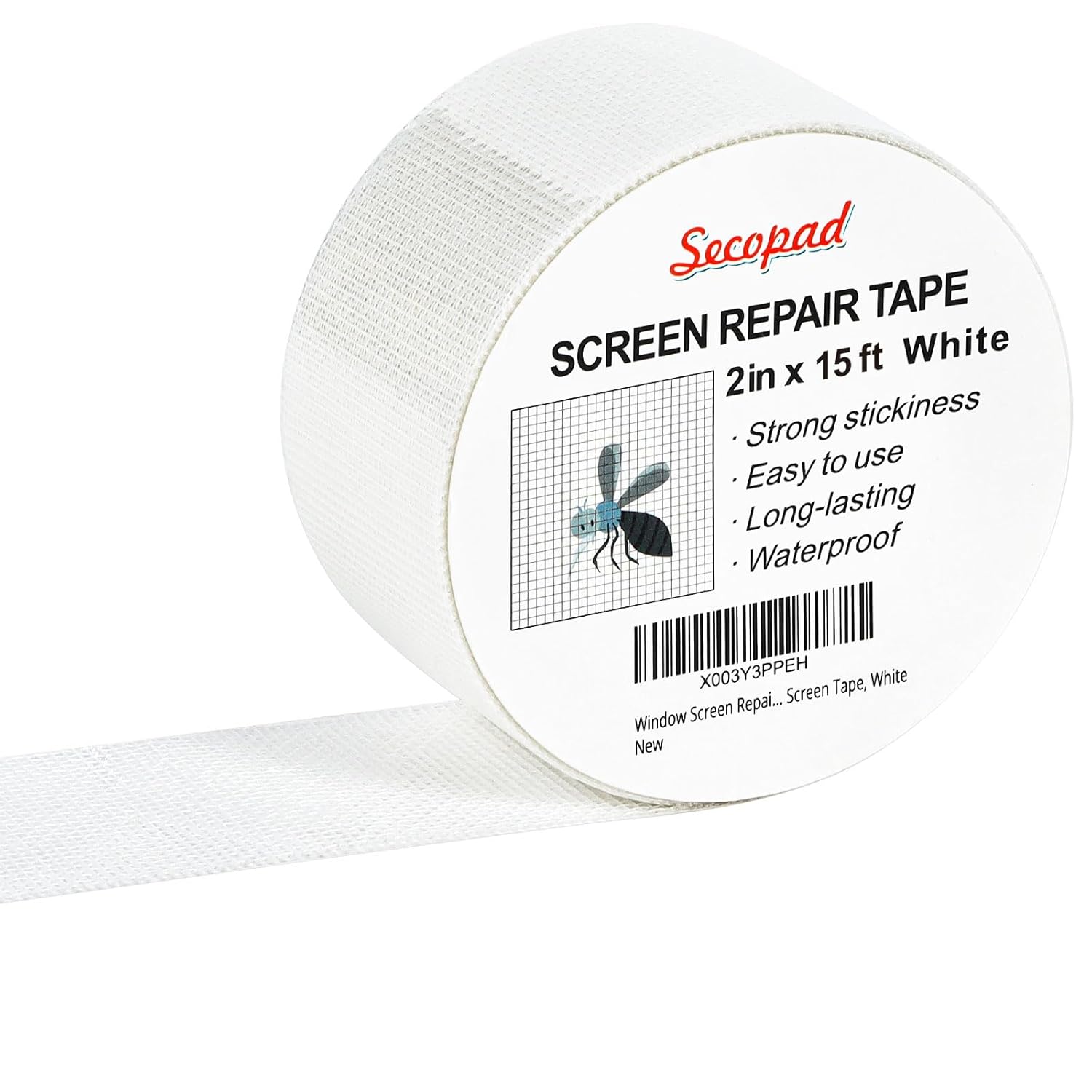 White Window Screen Repair Tape, 2 in X 15 FT (360IN) Screen Repair Kit for Windows or Doors