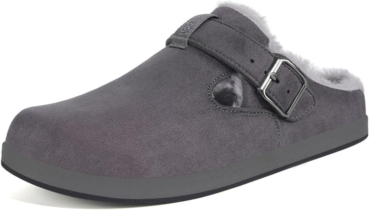 Fur Lined Clogs for Women Men Suede Winter Slippers Arch Support Slip on Mules Potato Shoes with