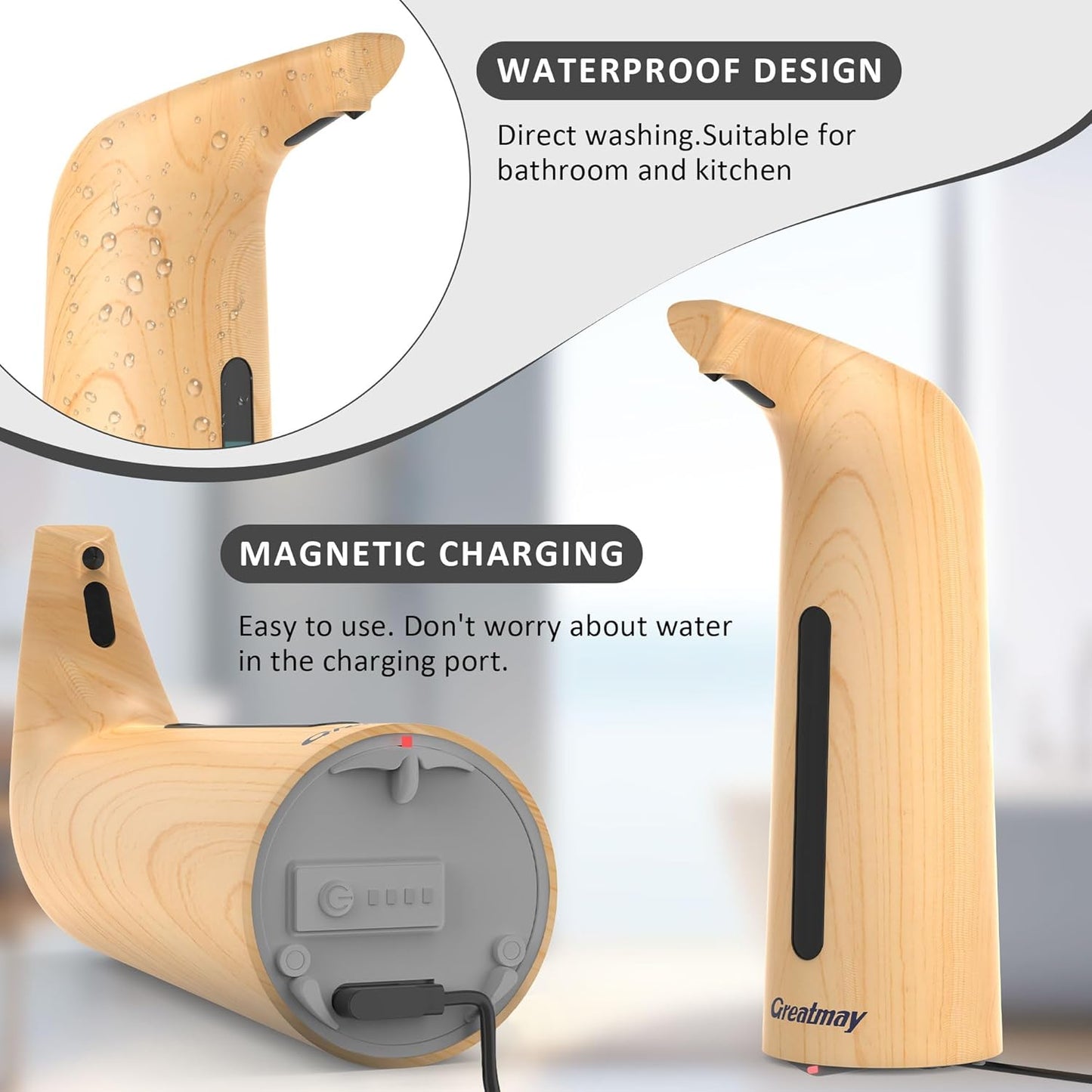 Convenient Automatic Soap Dispenser,4 Adjustable Levels Touchless Hand Sanitizer Pump with Infrared