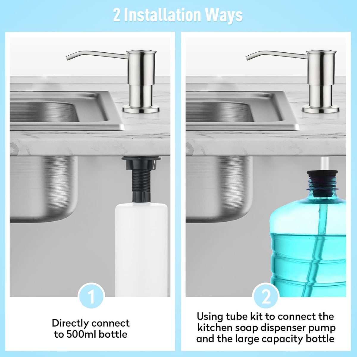 CREA Kitchen Sink Soap Dispenser Countertop for Kitchen Sink, Stainless Stee Built in Sink Soap